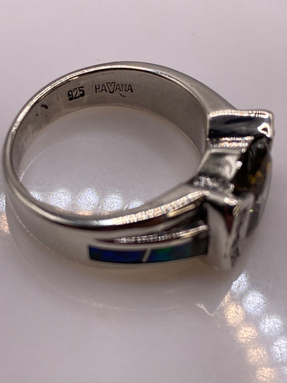 Anillo de Plata Ópalo de Fuego Verde — Solitario Unisex — foto 5