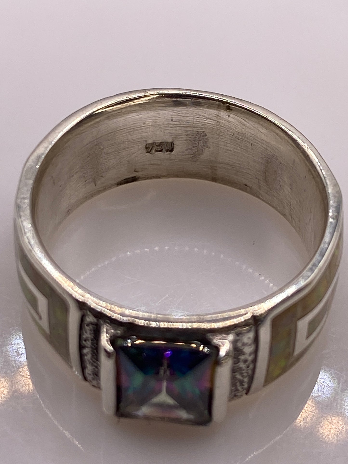 Anillo de Plata Ópalo de Fuego Amarillo — Solitario Arquitectónico — foto 5