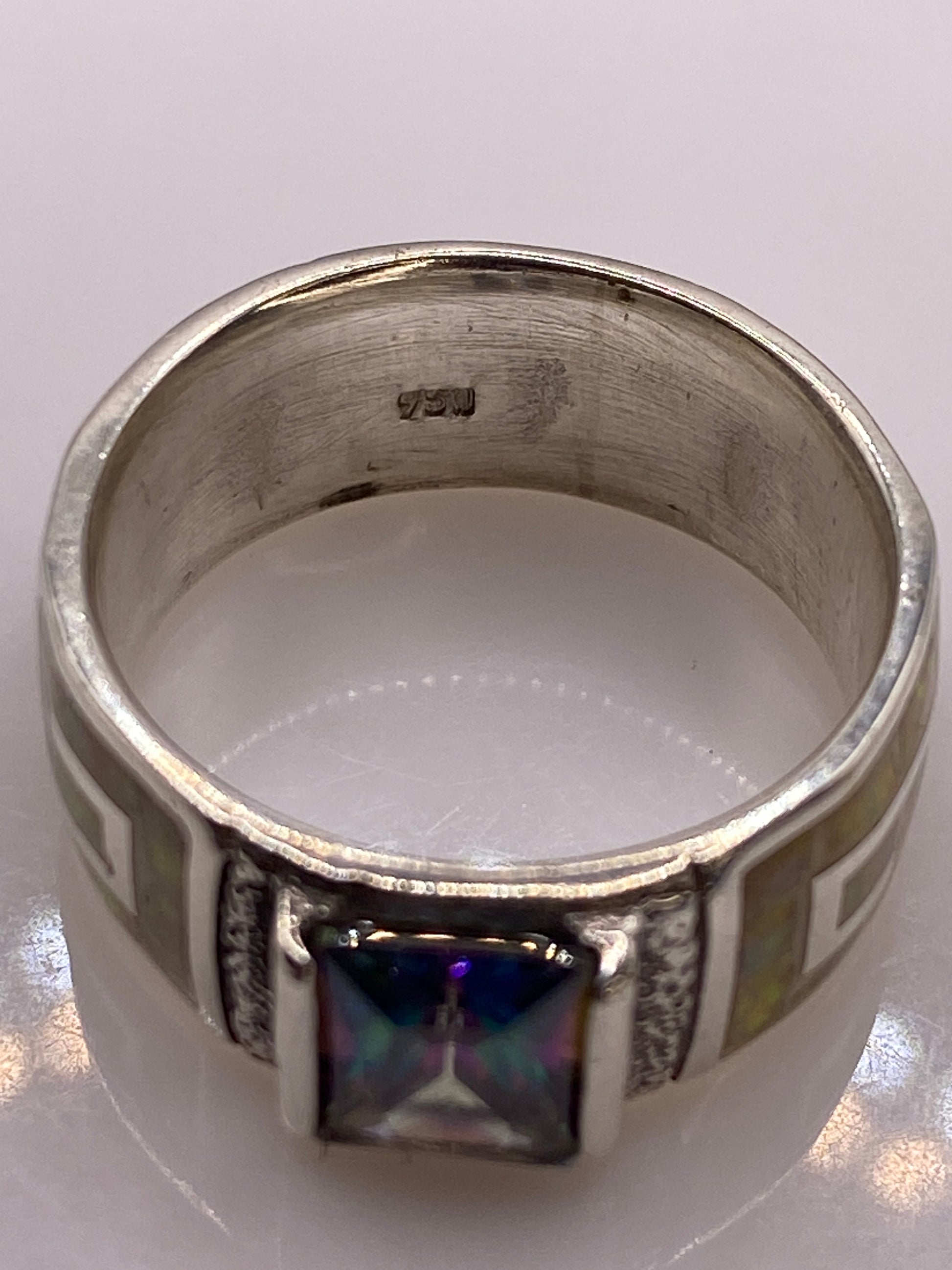 Anillo de Plata Ópalo de Fuego Amarillo — Solitario Arquitectónico — foto 5