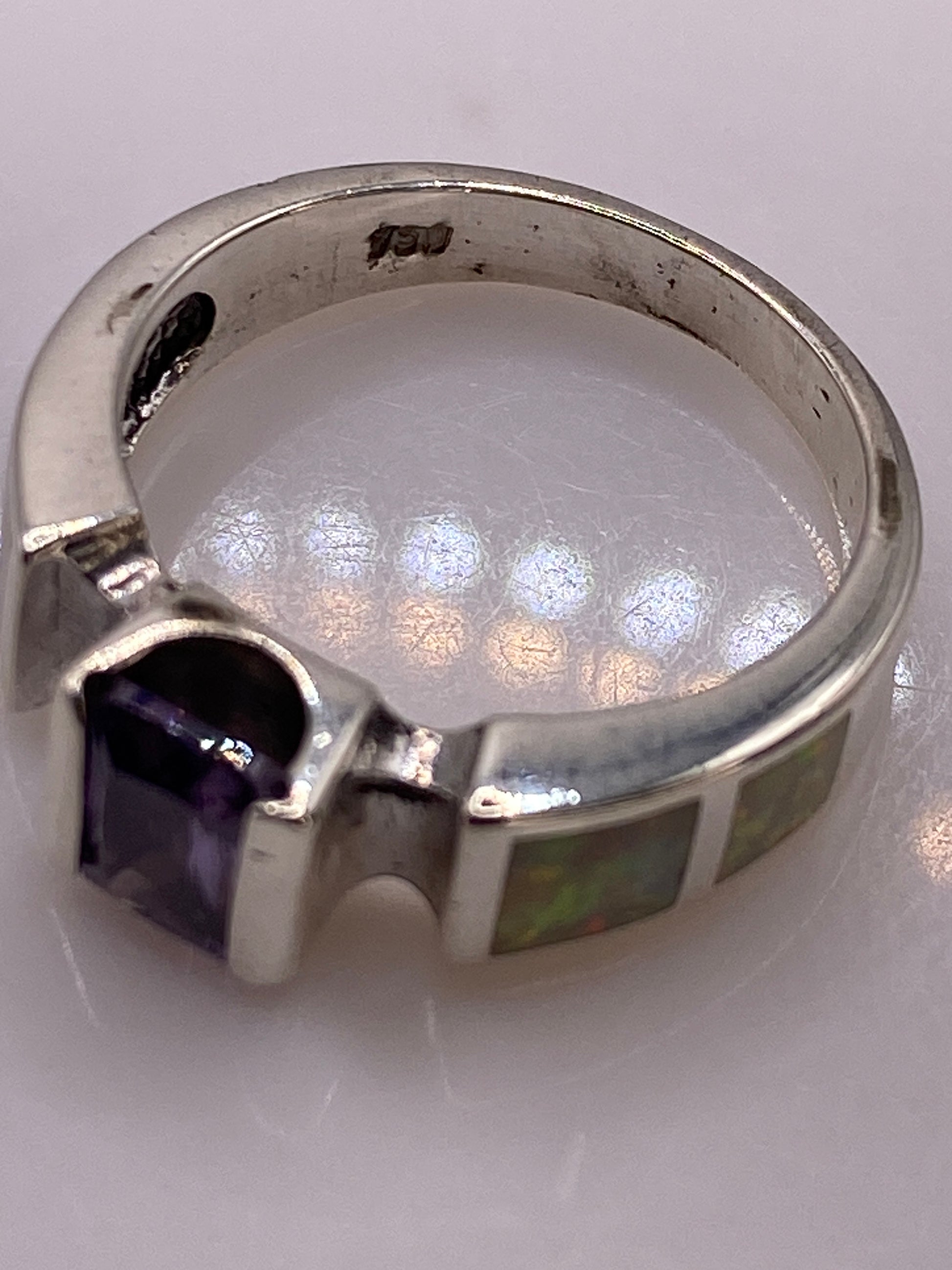 Anillo de Plata Ópalo de Fuego Multicolor — Geometría Taxco — foto 5
