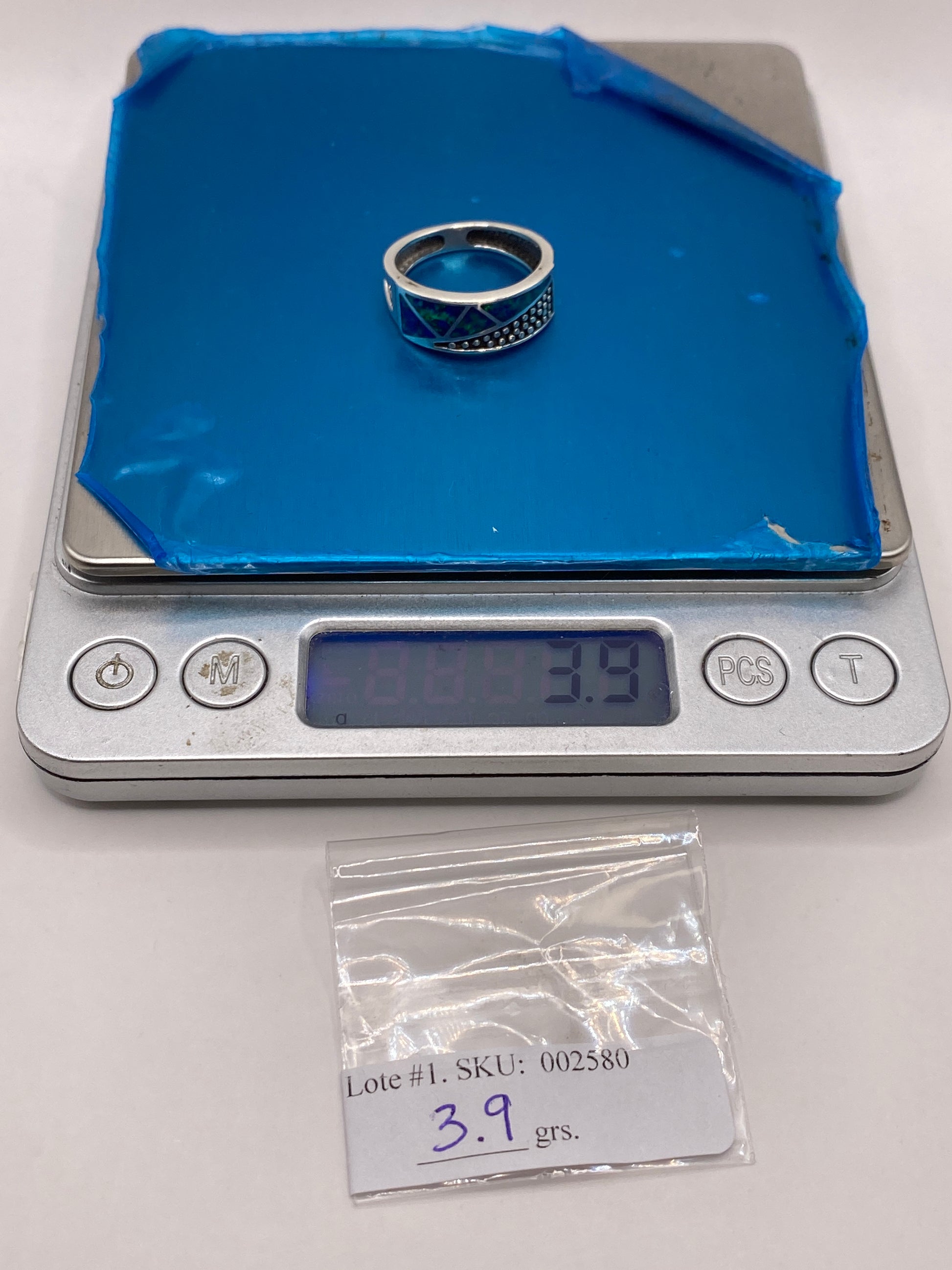 Anillo de Plata Ópalo de Fuego Azul — Geométrico Moderno — foto 6
