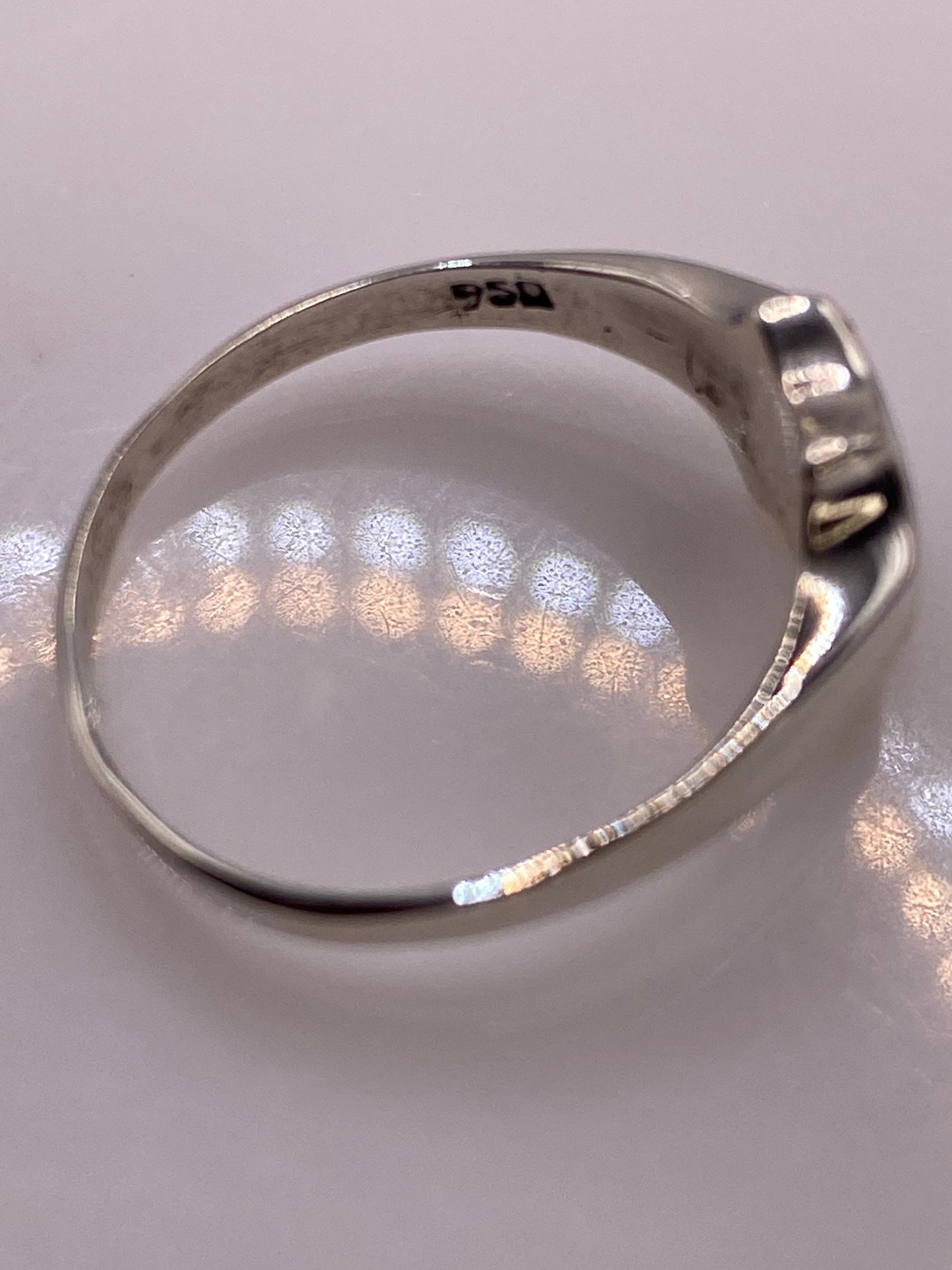Anillo de Plata .950 Ópalo de Fuego Azul — Solitario Elegante — foto 5