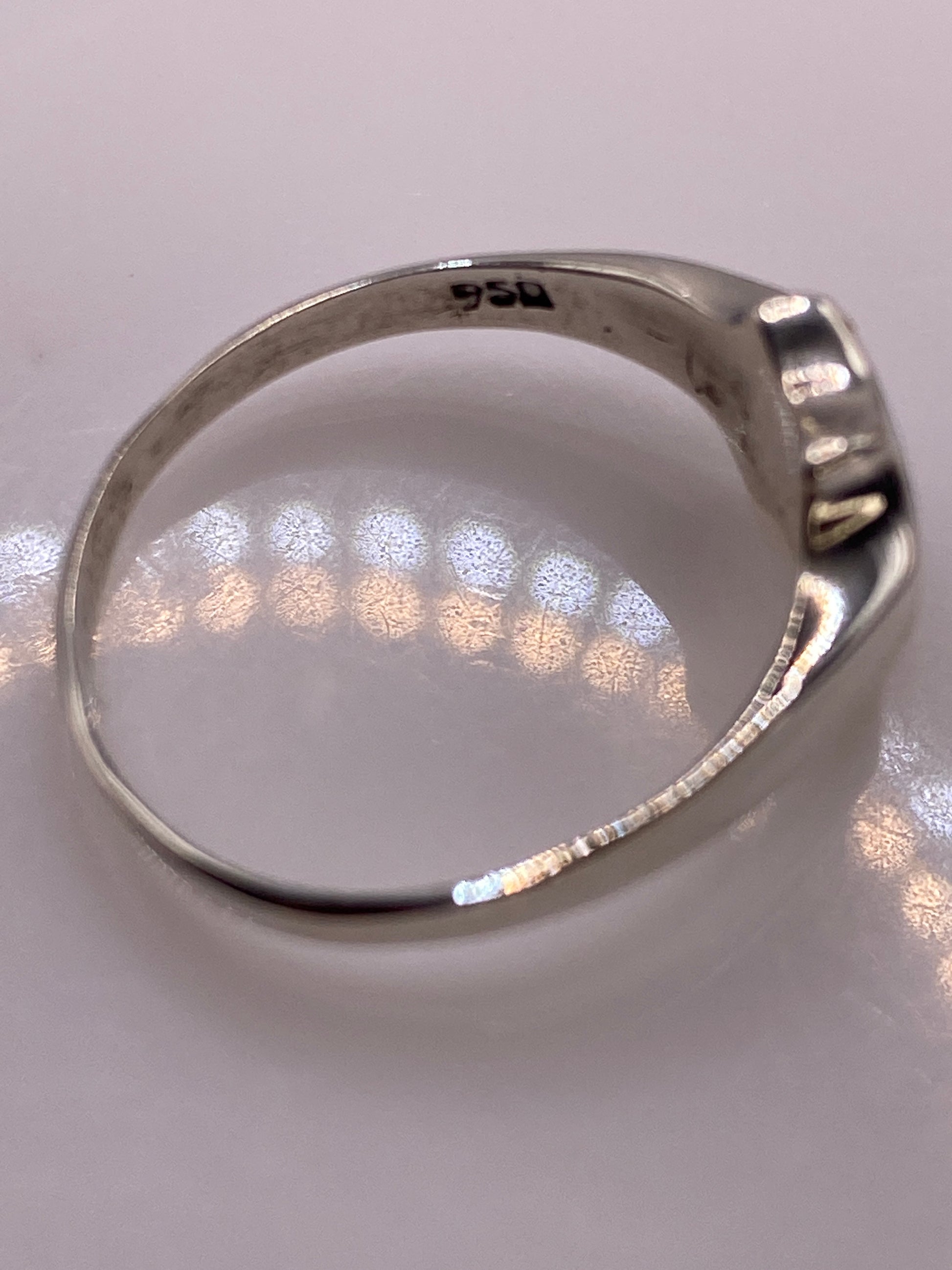 Anillo de Plata .950 Ópalo de Fuego Azul — Solitario Elegante — foto 5