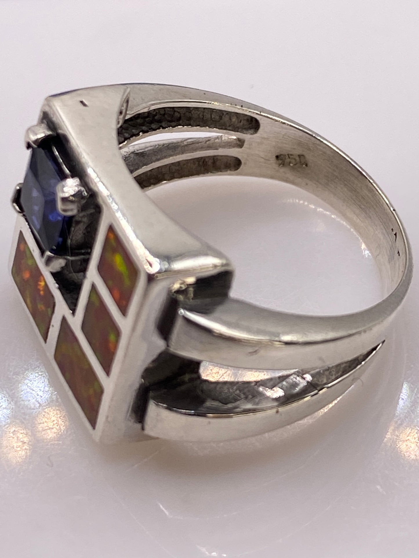 Anillo de Plata Ópalo de Fuego Naranja — Unisex Taxco — foto 5