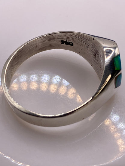 Anillo de Plata .950 Ópalo de Fuego Azul Cielo — Escultural — foto 5