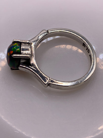 Anillo de Plata Ópalo de Fuego Solitario — Multicolor Taxco — foto 5