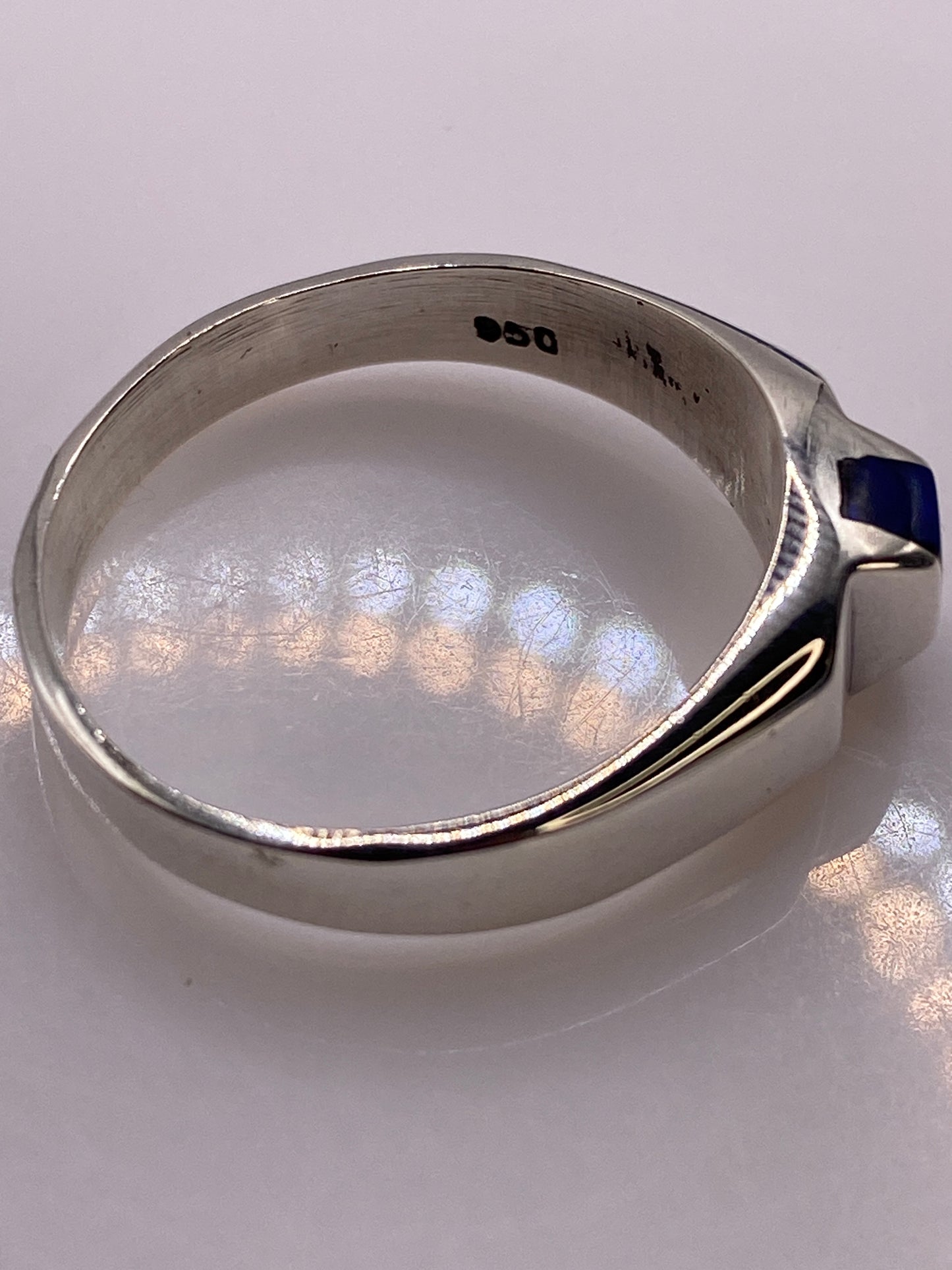 Anillo de Plata Ópalo de Fuego Azul — Diseño Asimétrico — foto 5
