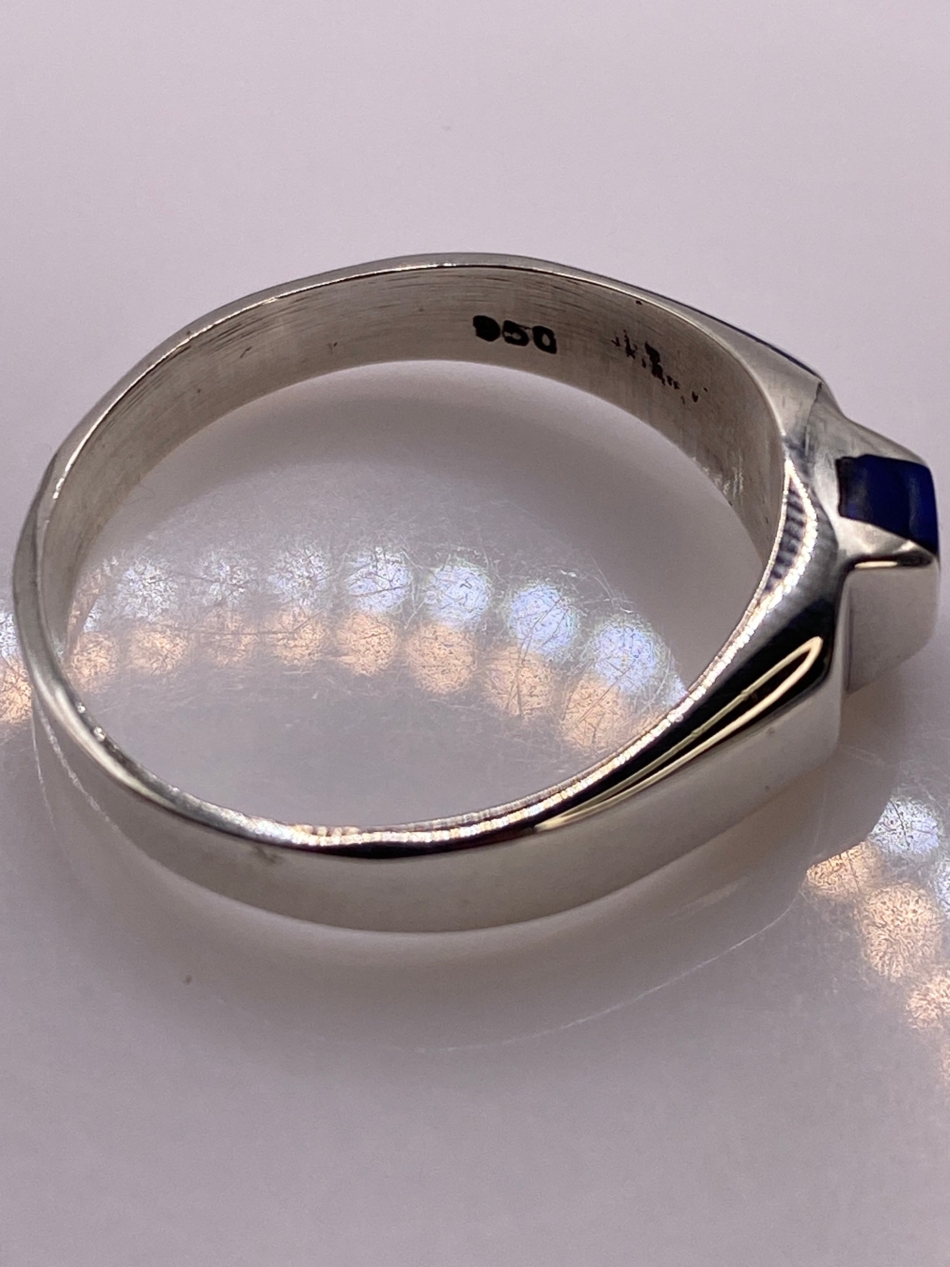 Anillo de Plata Ópalo de Fuego Azul — Diseño Asimétrico — foto 5