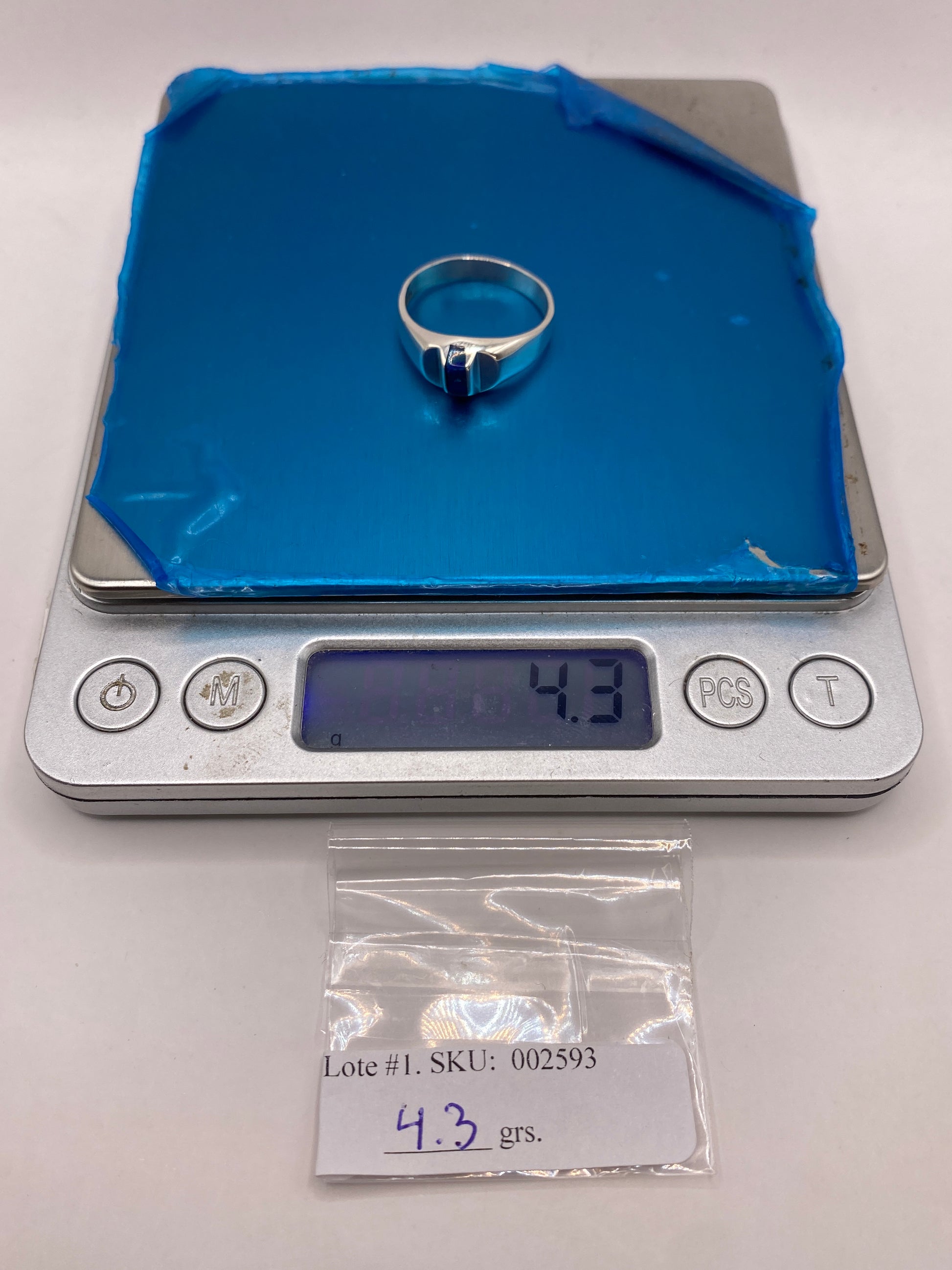 Anillo de Plata Ópalo de Fuego Azul — Diseño Asimétrico — foto 6