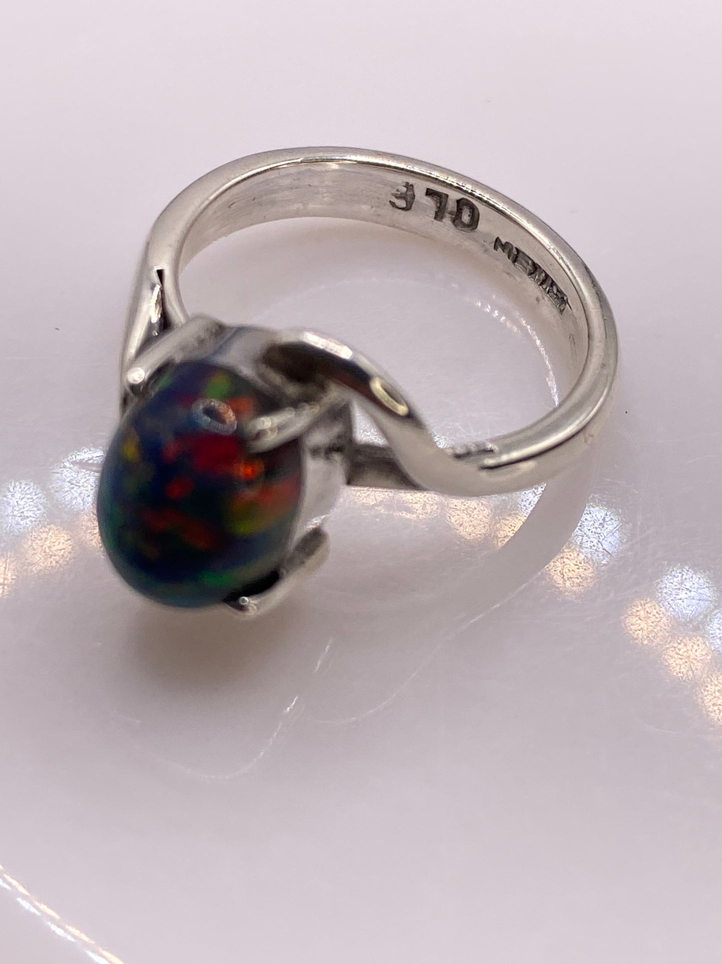 Anillo Solitario Ópalo de Fuego Plata .950 — Fuego Natural — foto 5
