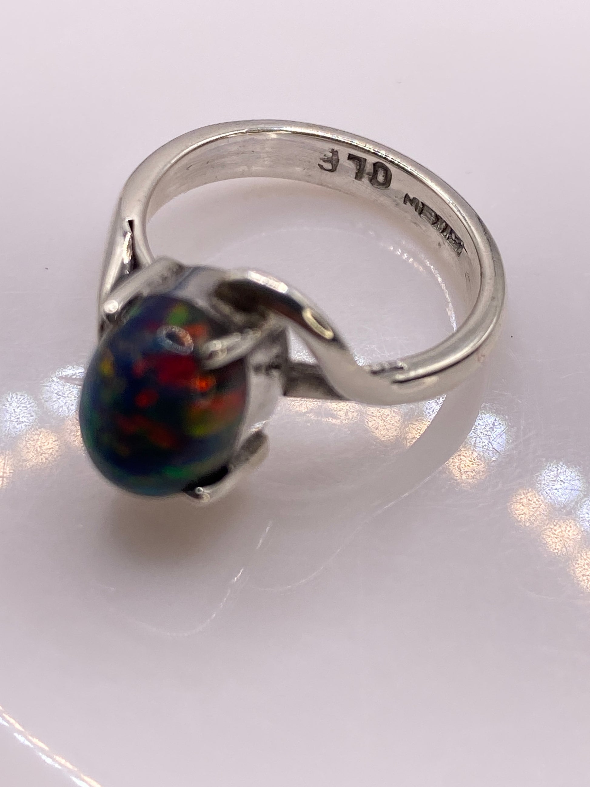 Anillo Solitario Ópalo de Fuego Plata .950 — Fuego Natural — foto 5