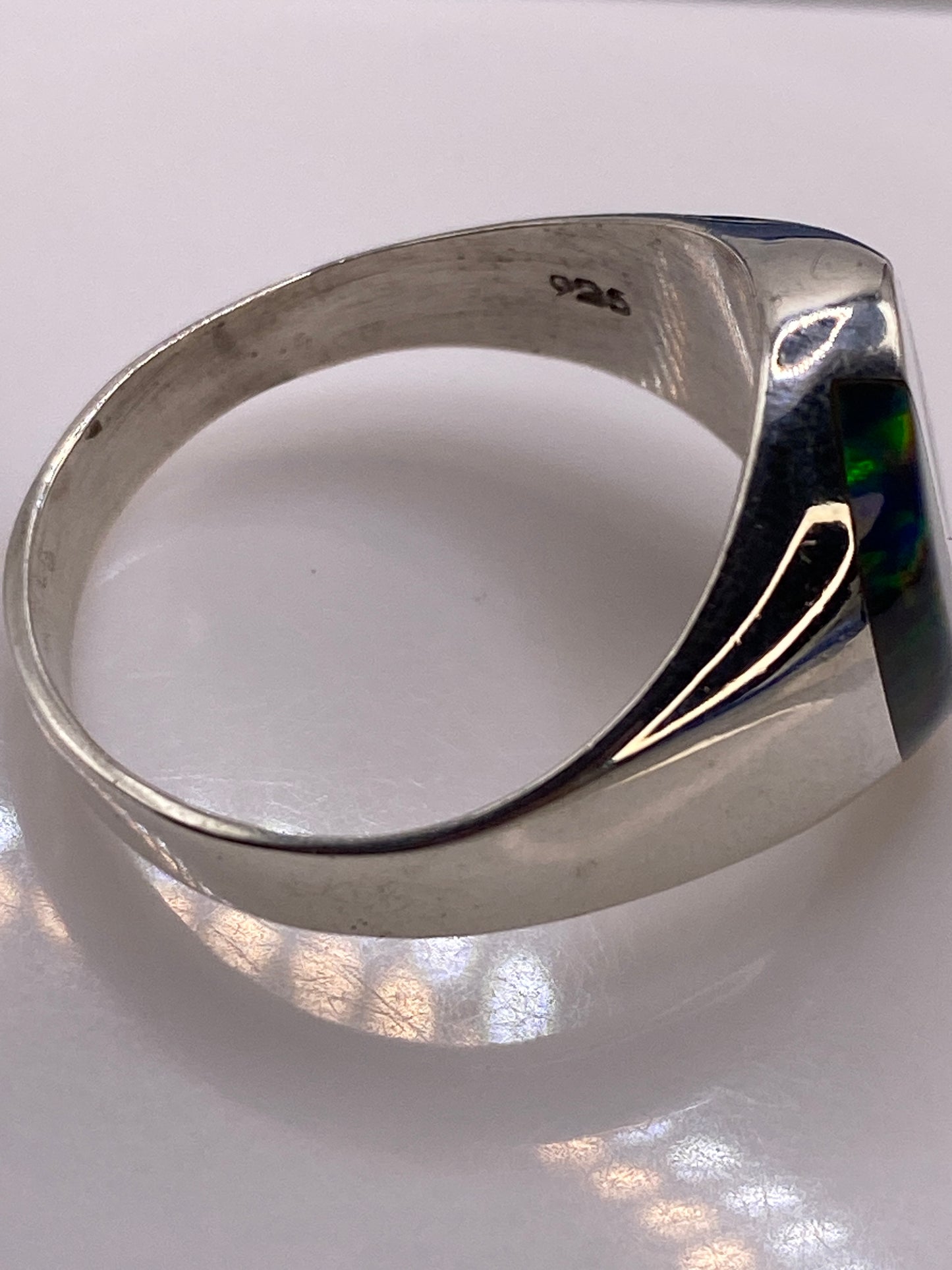 Anillo Ópalo de Fuego Multicolor — Plata .925 Arquitectónico — foto 5