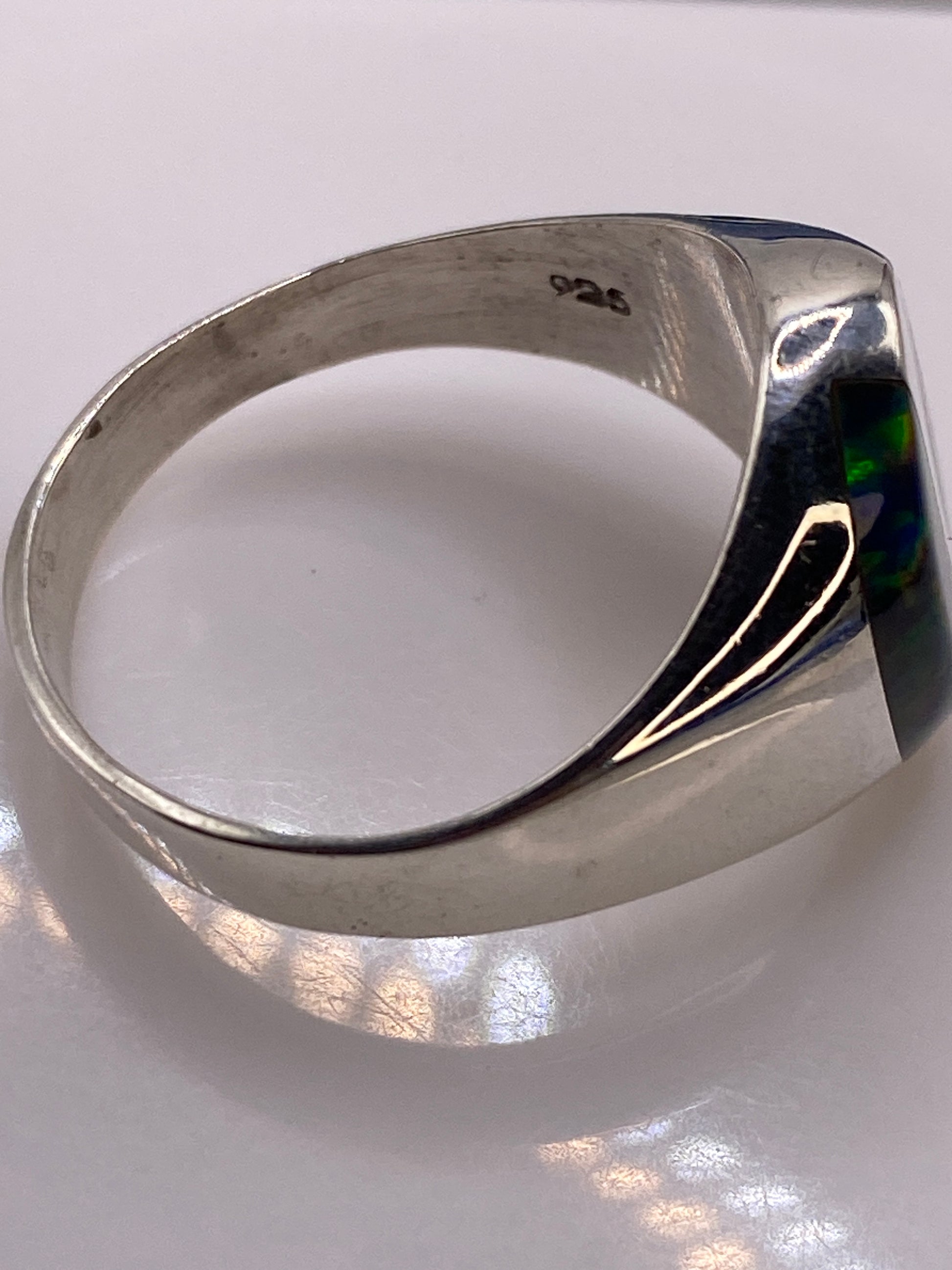 Anillo Ópalo de Fuego Multicolor — Plata .925 Arquitectónico — foto 5