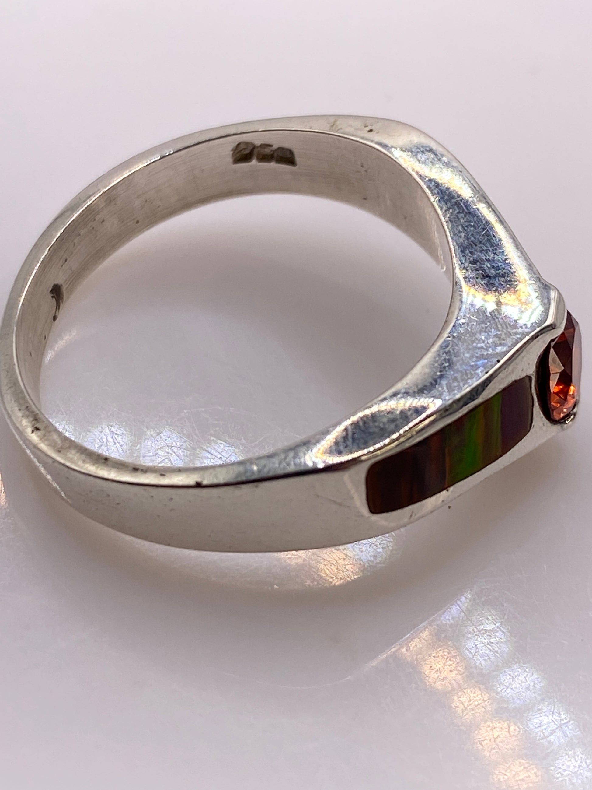 Anillo de Plata Ópalo de Fuego Naranja — Asimétrico Moderno — foto 5