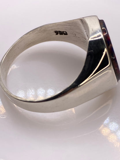 Anillo de Plata .950 Ópalo de Fuego Multicolor — Solitario Hombre — foto 5