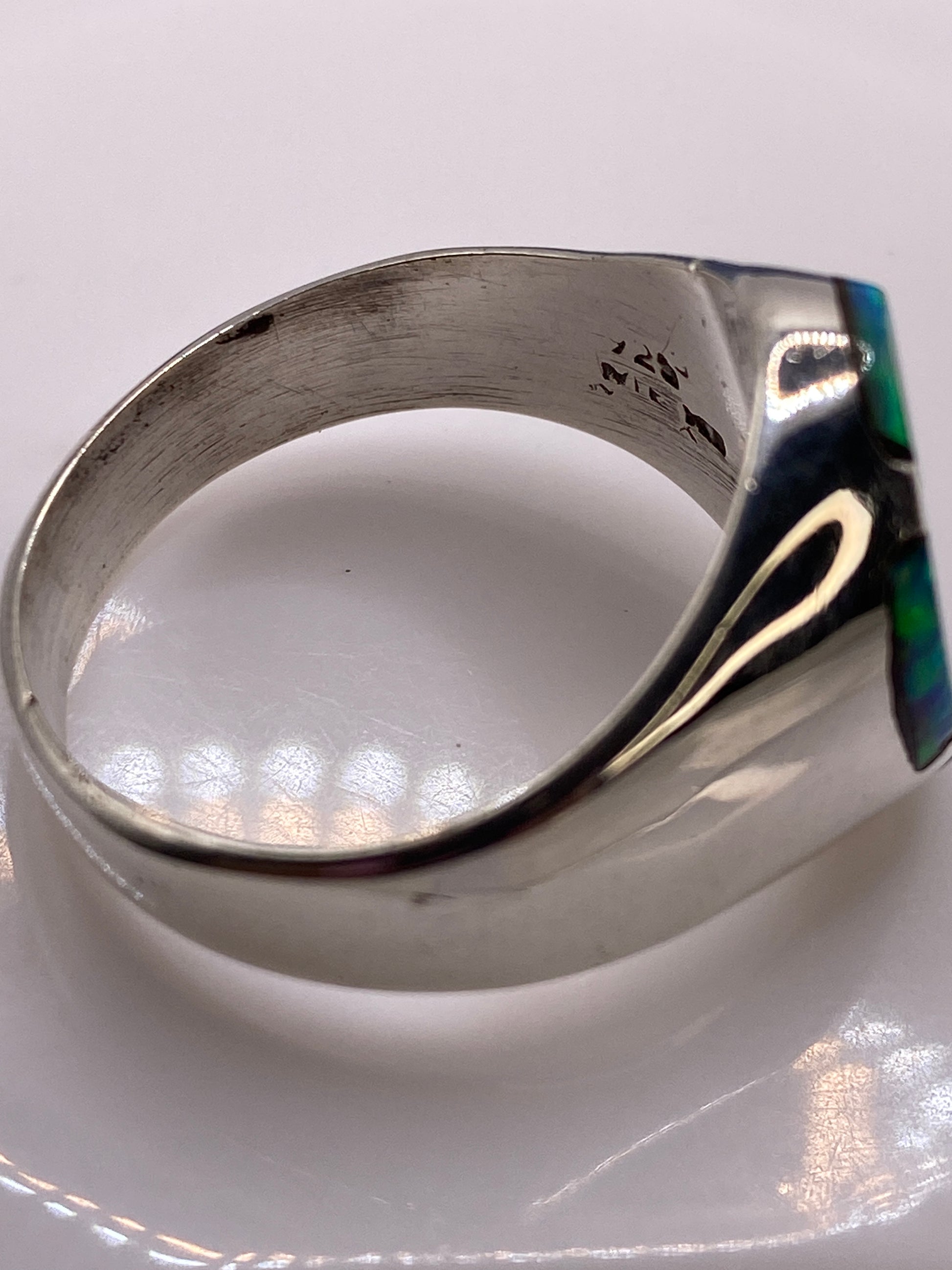 Anillo de Plata Ópalo de Fuego Multicolor — Diseño Étnico — foto 5