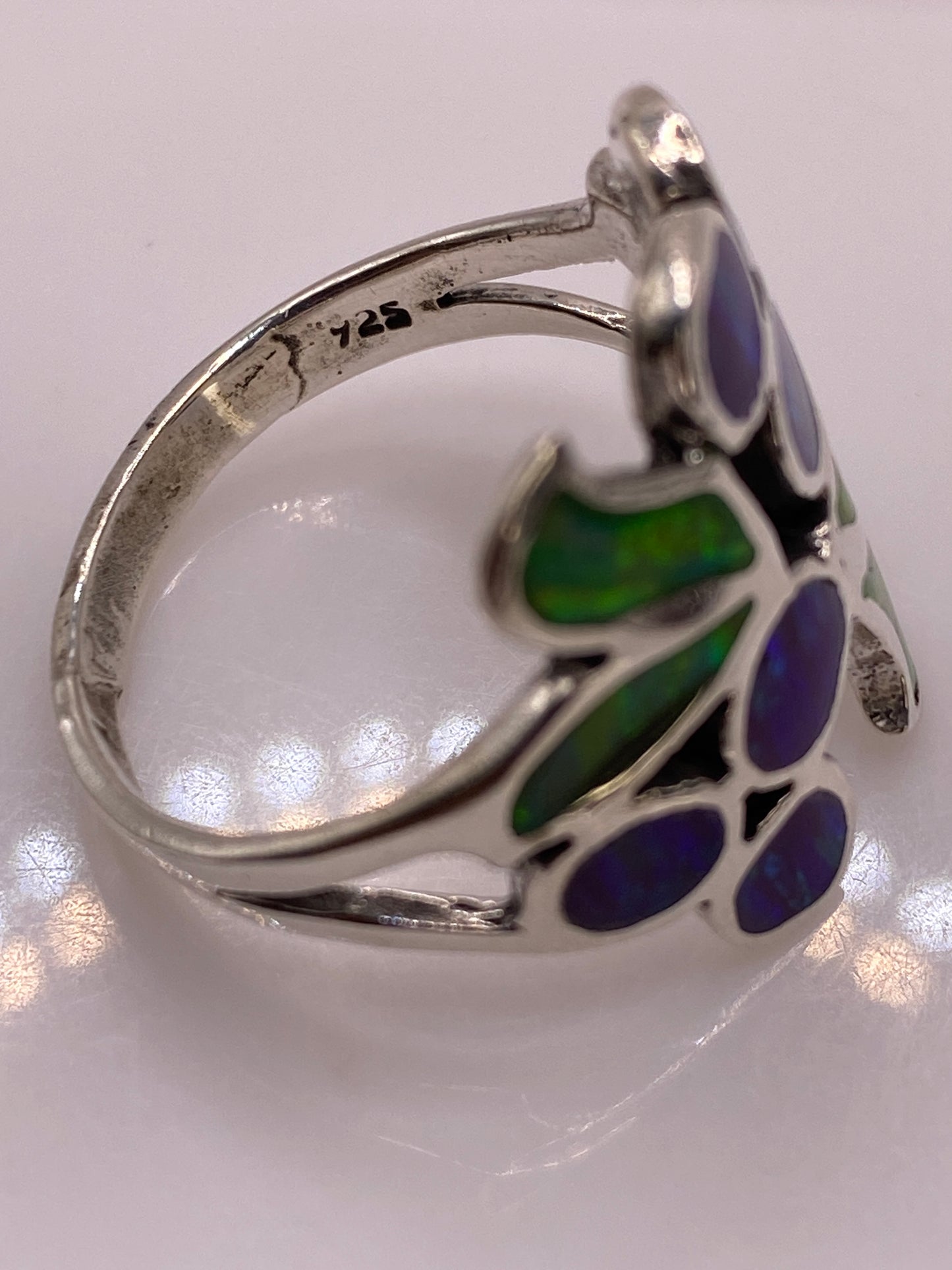 Anillo de Ópalo de Fuego Verde en Plata .925 — Hoja Taxco — foto 5