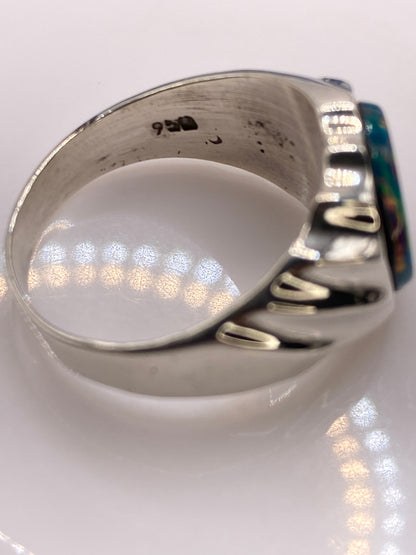 Anillo Plata .950 Ópalo de Fuego Multicolor — Hombre Taxco — foto 5