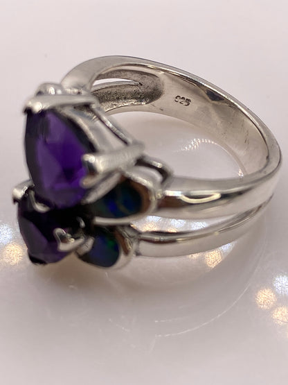 Anillo Doble Corazón Ópalo de Fuego Verde — Plata .925 — foto 5