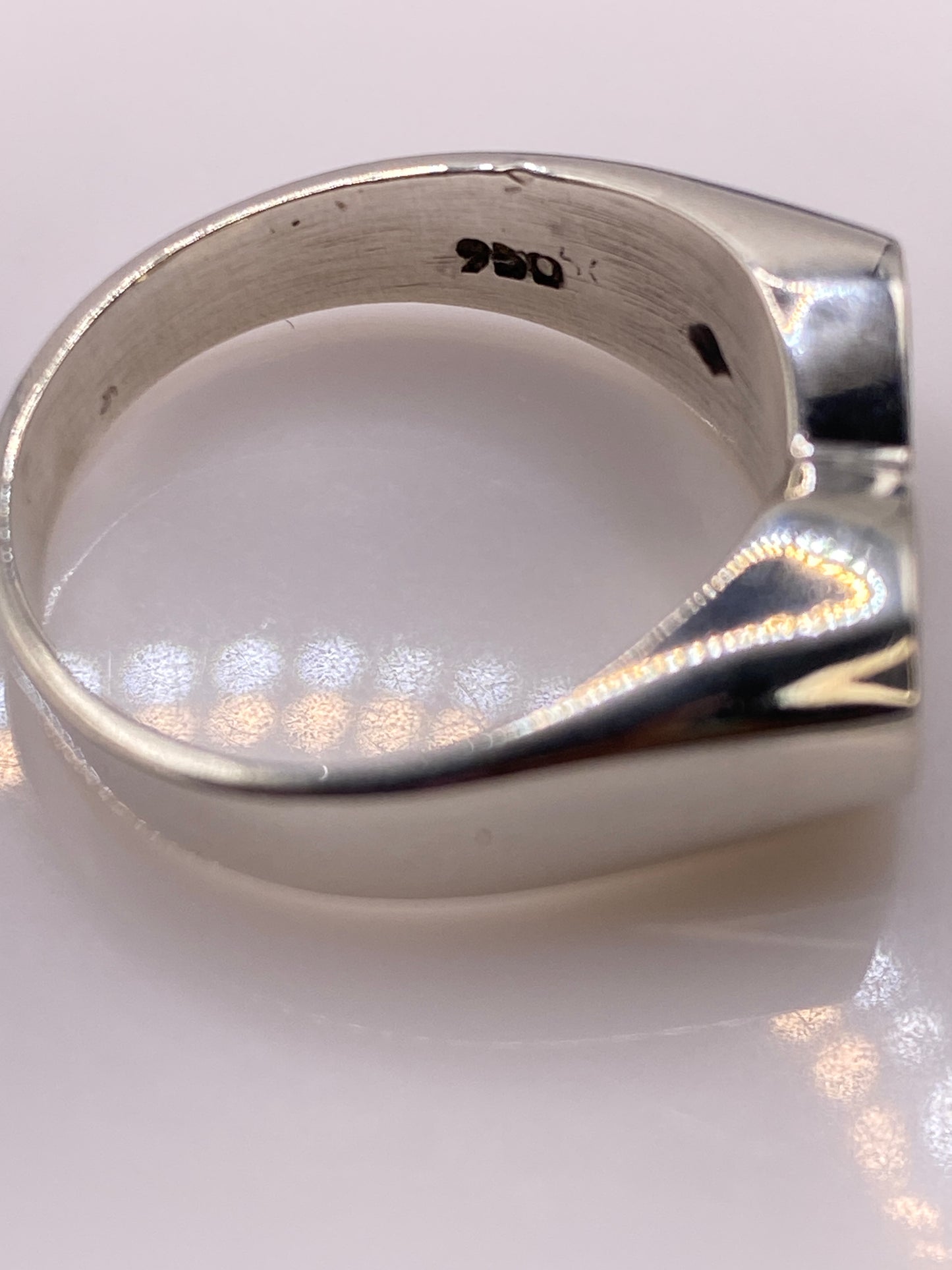 Anillo Plata .950 Ópalo de Fuego Verde — Moderno Geométrico — foto 5