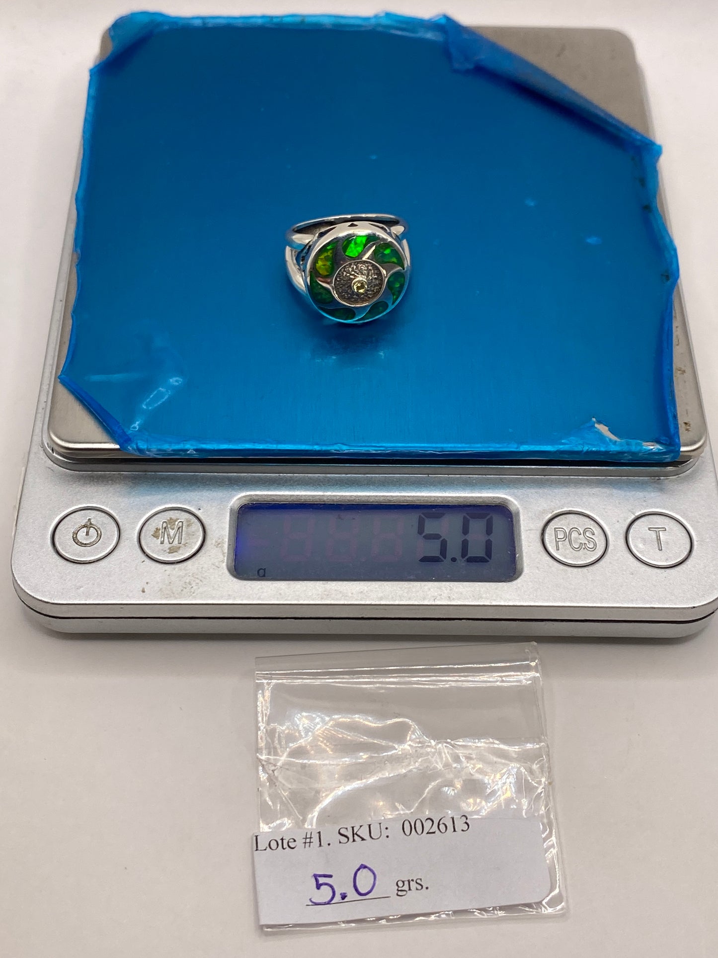 Anillo de Plata .950 con Ópalo de Fuego Verde Limón — foto 6