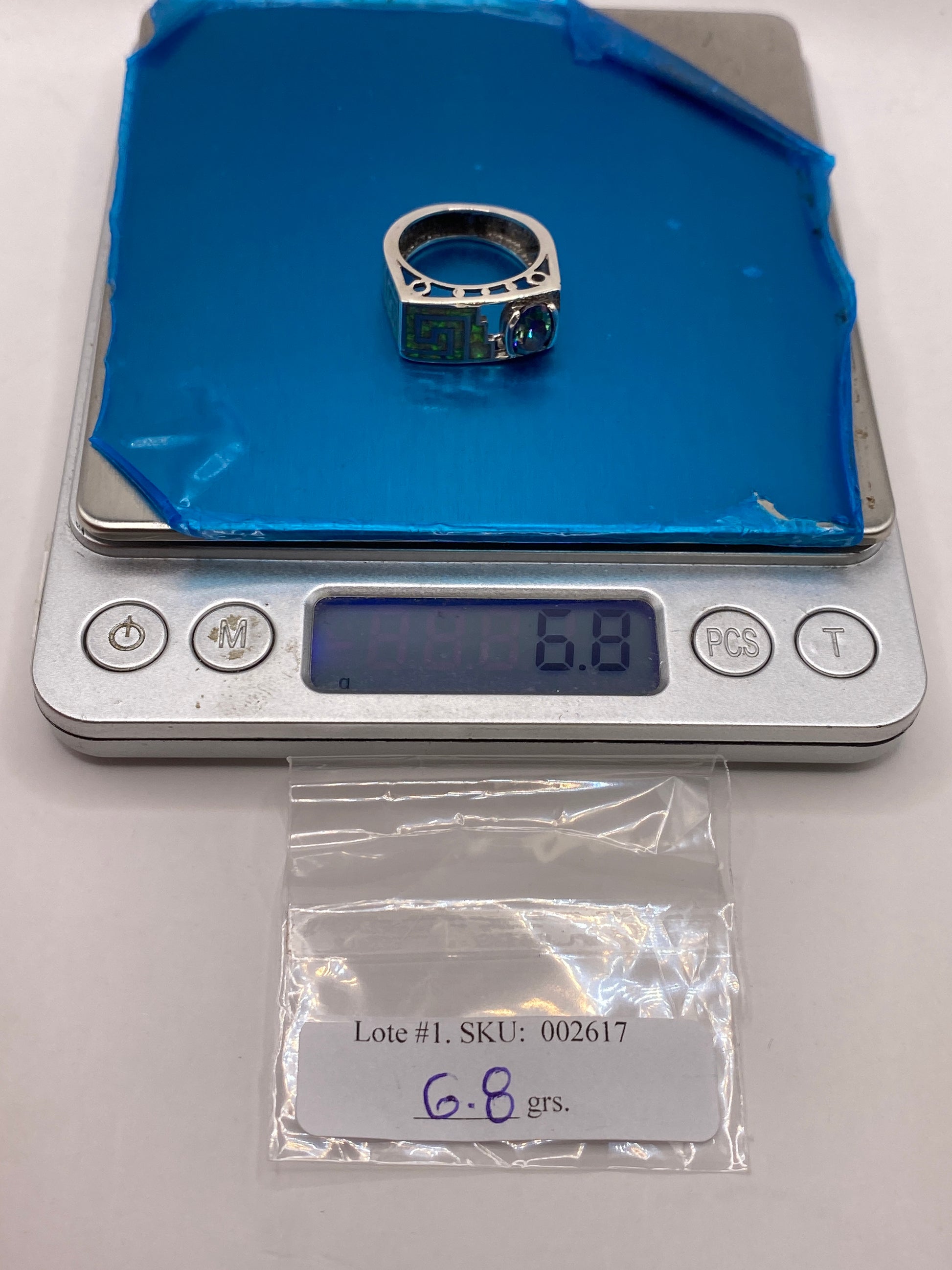 Anillo Plata Ópalo de Fuego Geométrico Prehispánico — foto 5