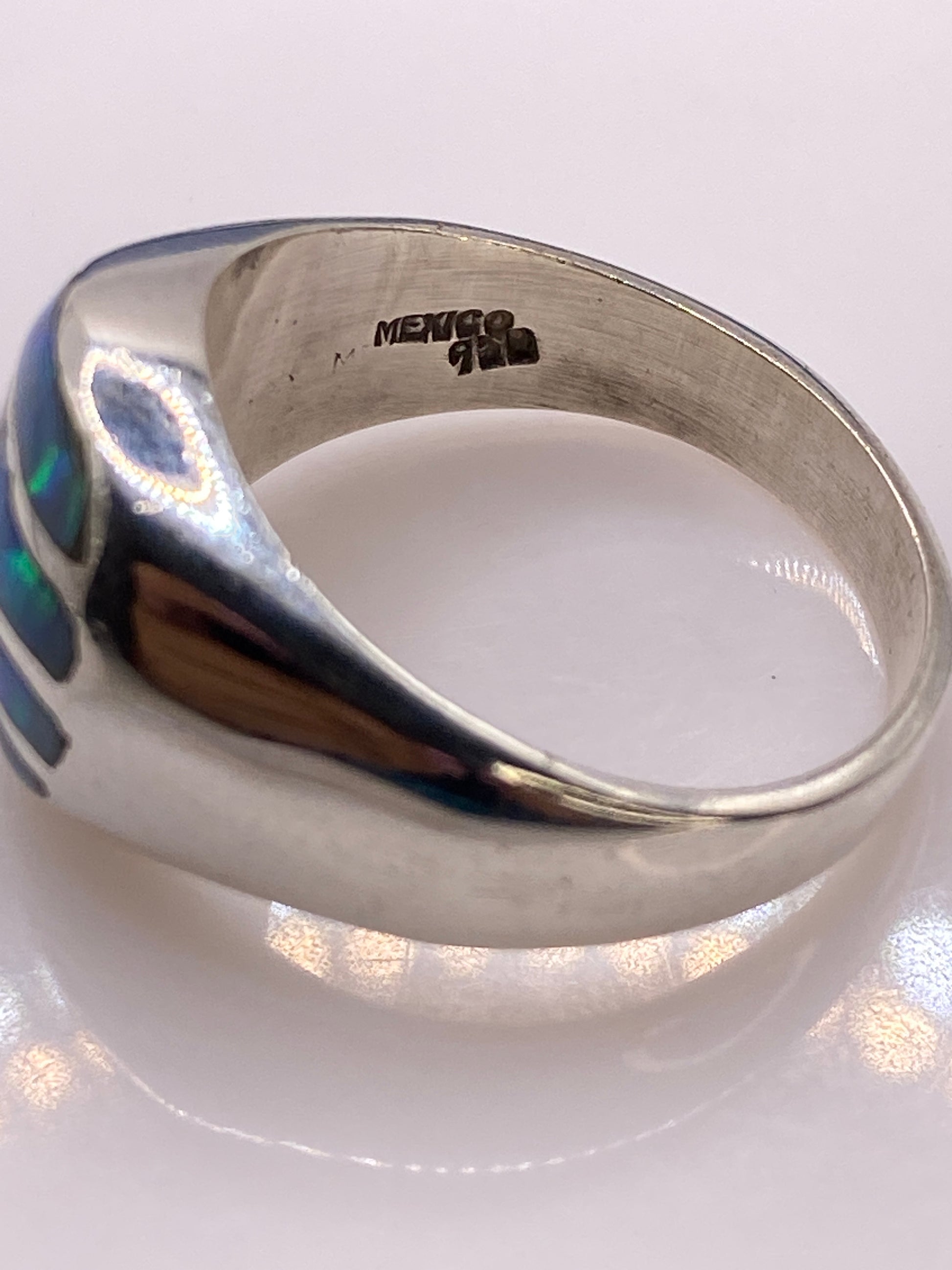 Anillo de Plata .950 Ópalo de Fuego Azul Cielo — foto 5
