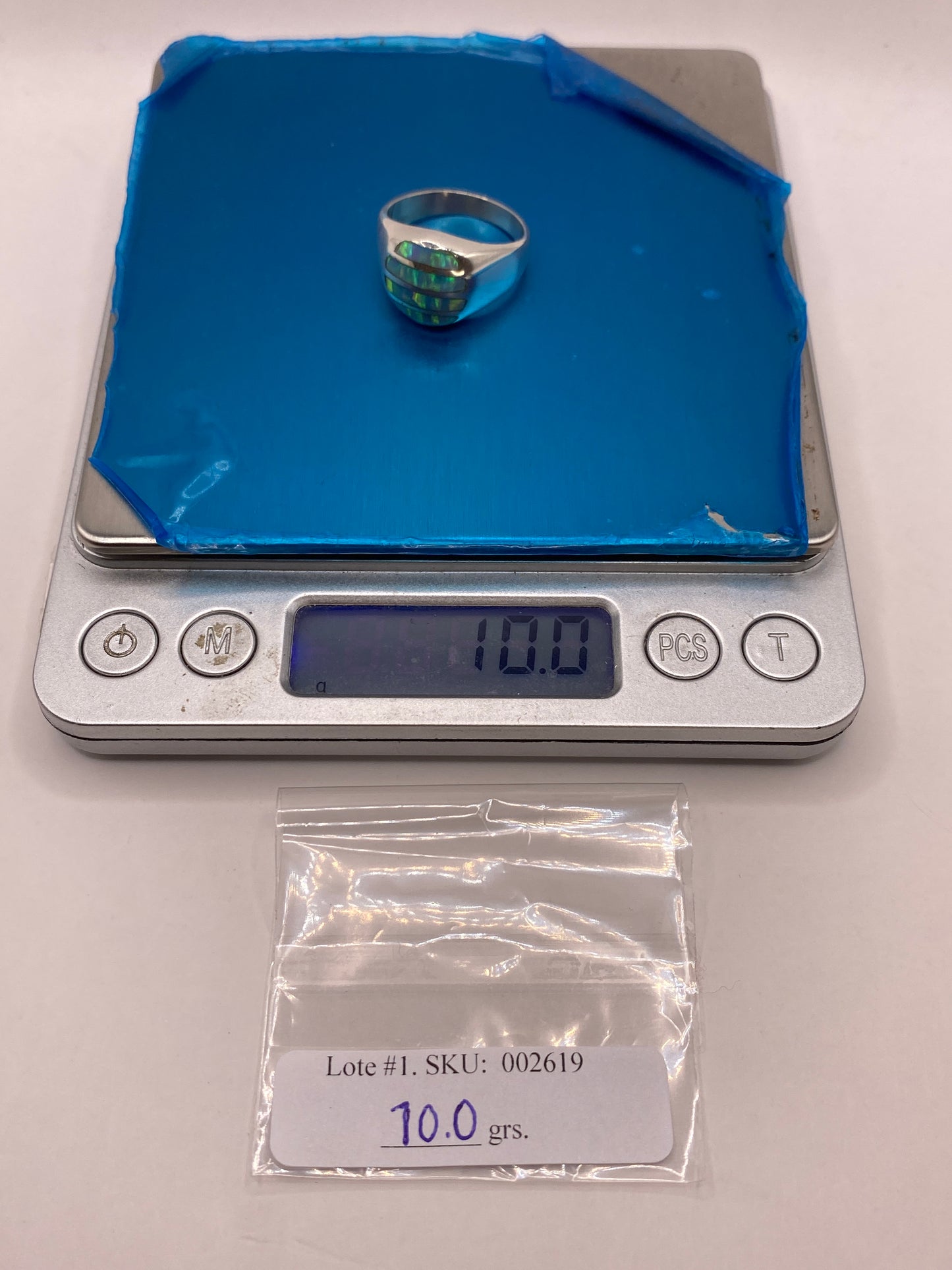 Anillo de Plata .950 Ópalo de Fuego Azul Cielo — foto 6