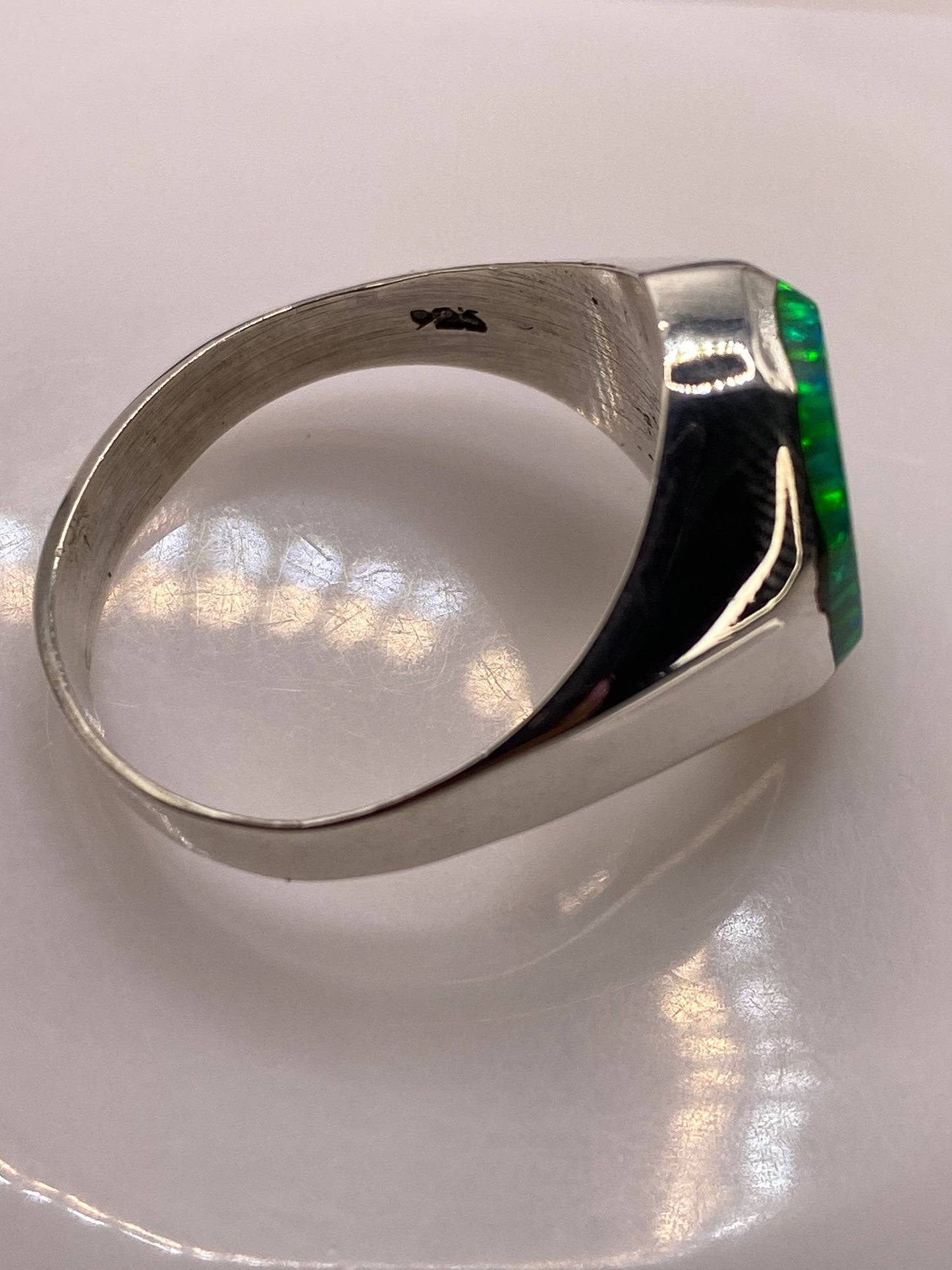 Anillo Ópalo de Fuego Verde Limón en Plata .925 — Unisex — foto 5