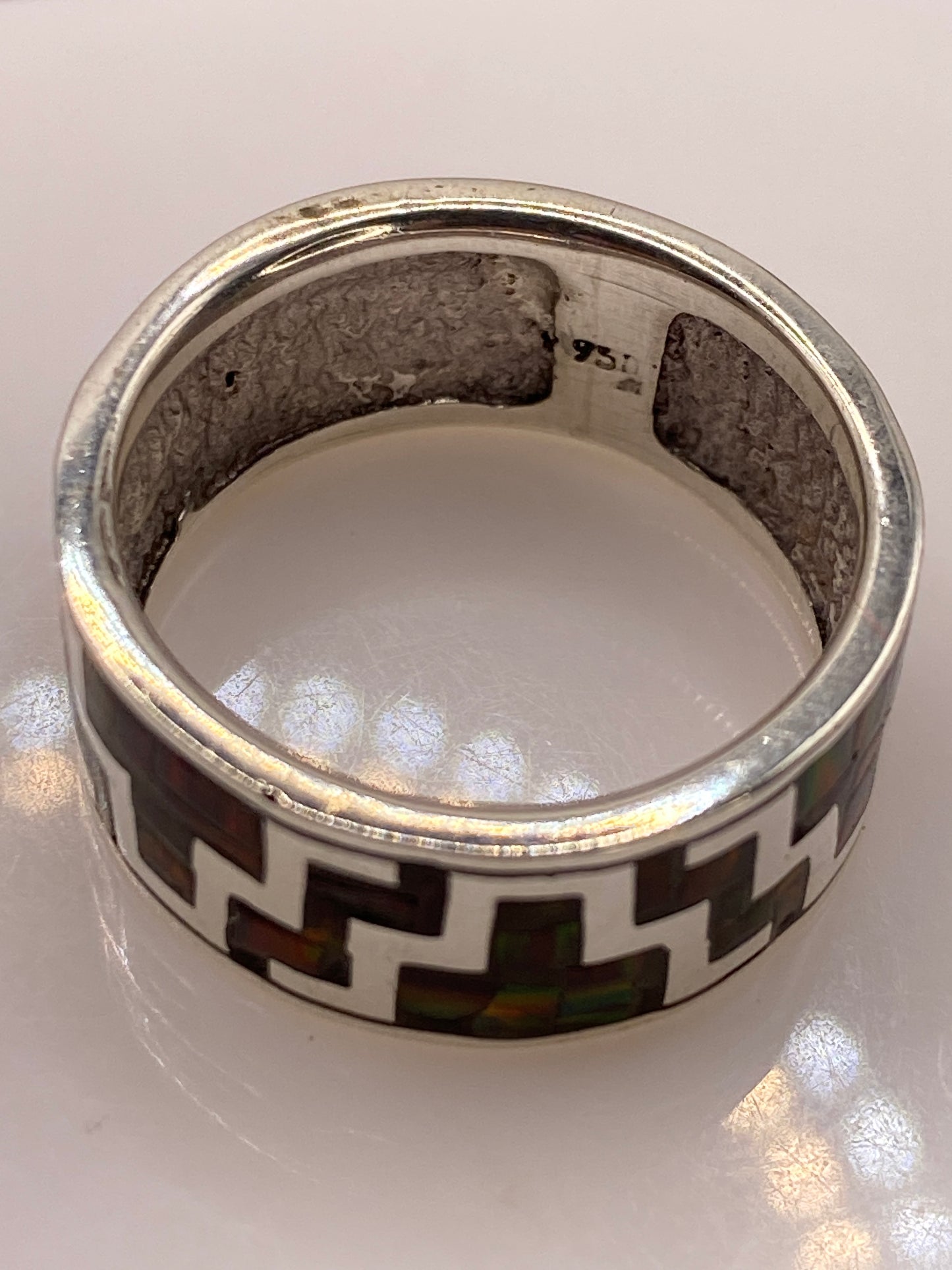 Anillo Plata .950 Ópalo de Fuego Geométrico — Étnico Taxco — foto 5