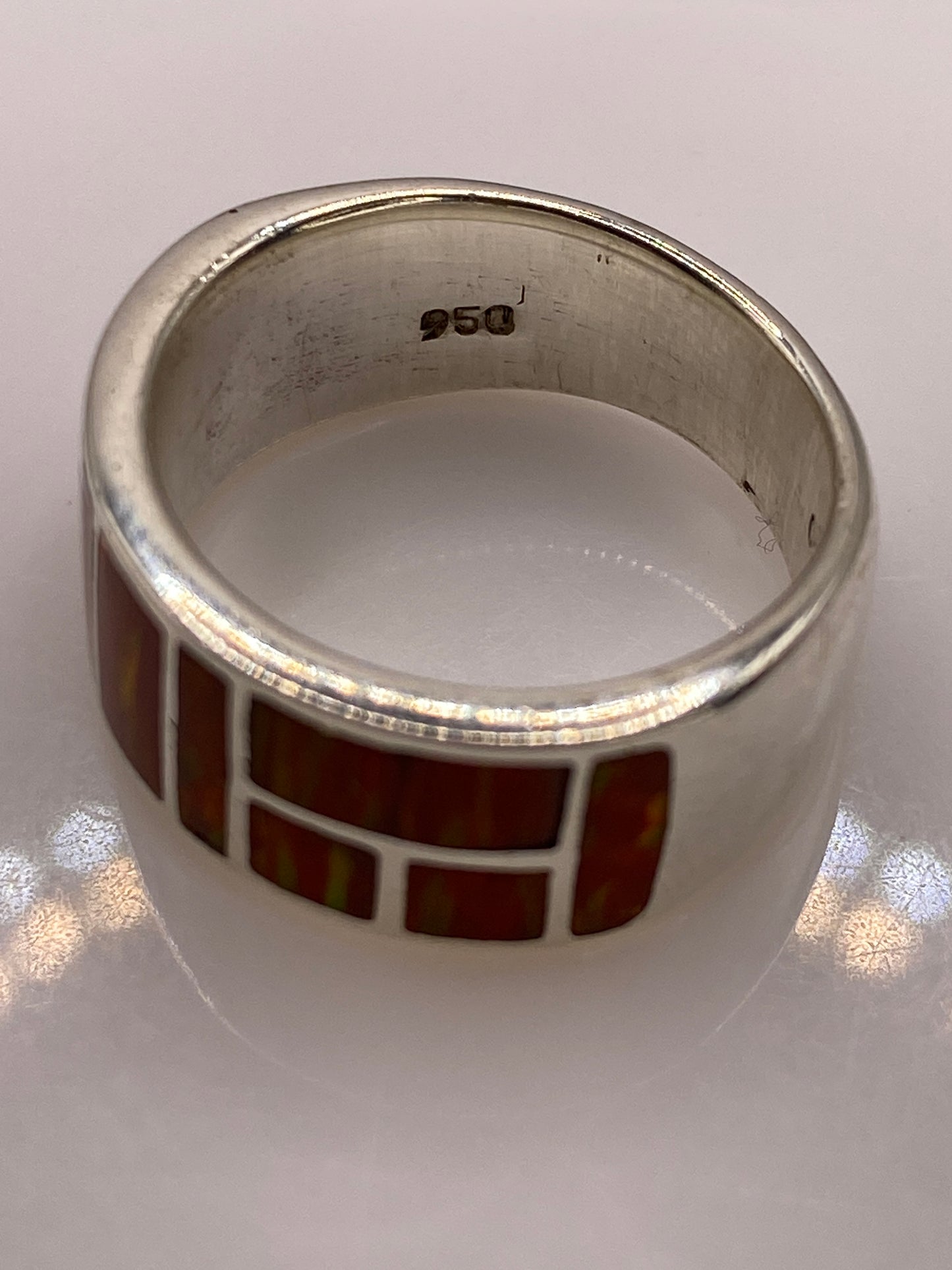 Anillo de Plata Ópalo de Fuego Naranja — Geométrico Taxco — foto 5