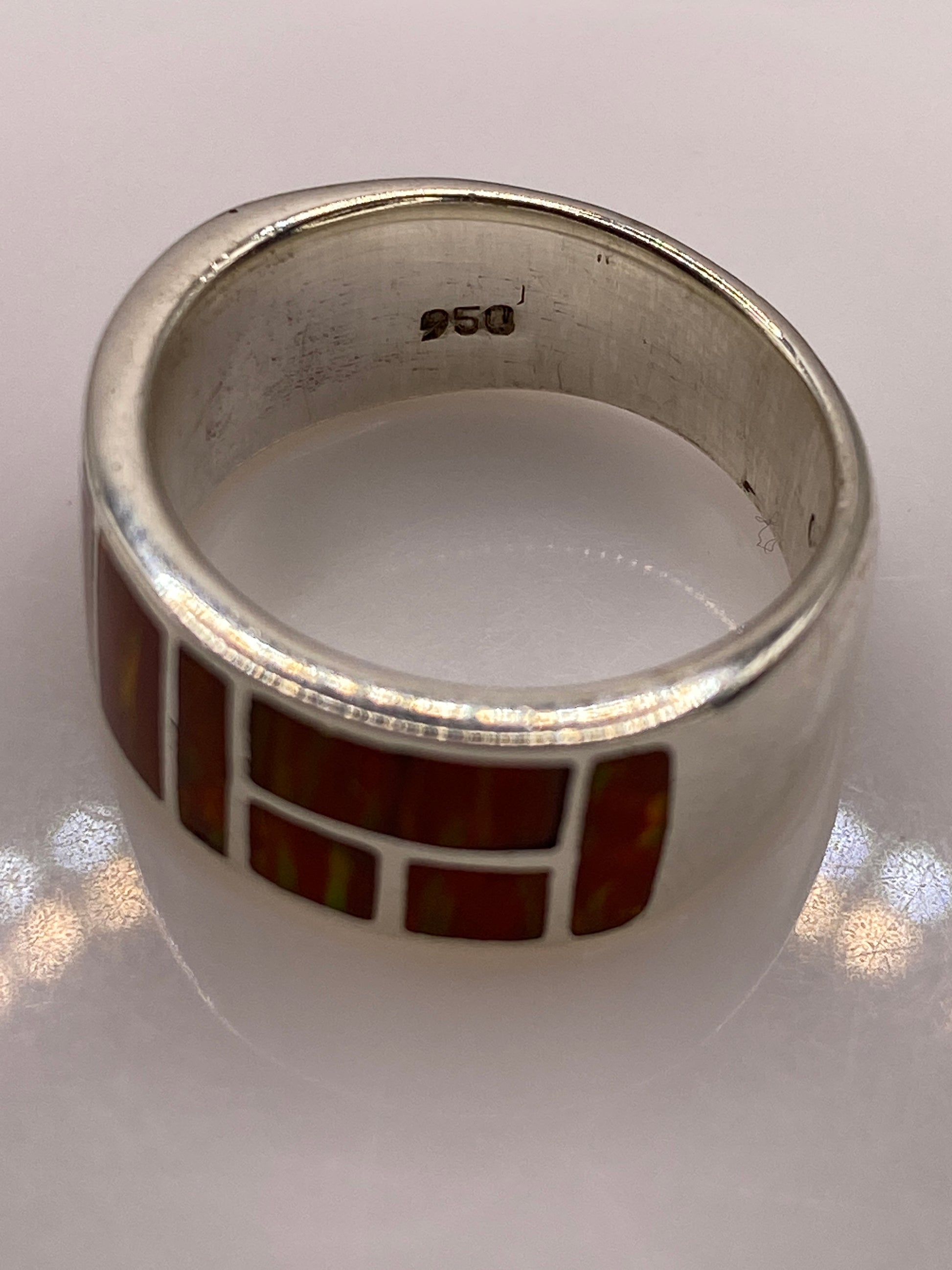 Anillo de Plata Ópalo de Fuego Naranja — Geométrico Taxco — foto 5