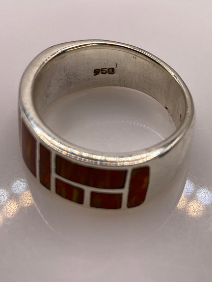 Anillo de Plata Ópalo de Fuego Naranja — Geométrico Taxco — foto 5