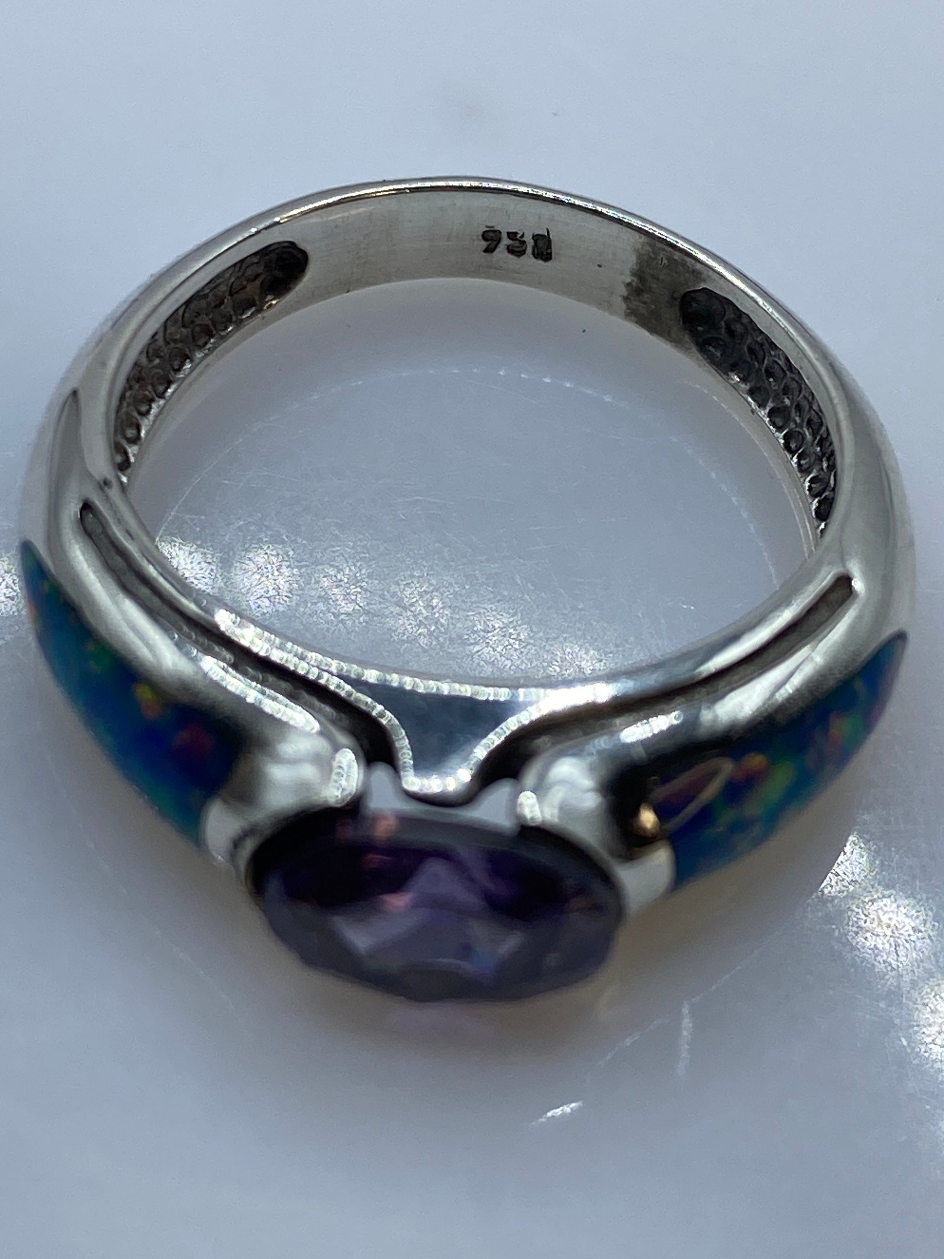 Anillo Ópalo de Fuego Multicolor en Plata .950 — Pieza Única — foto 5