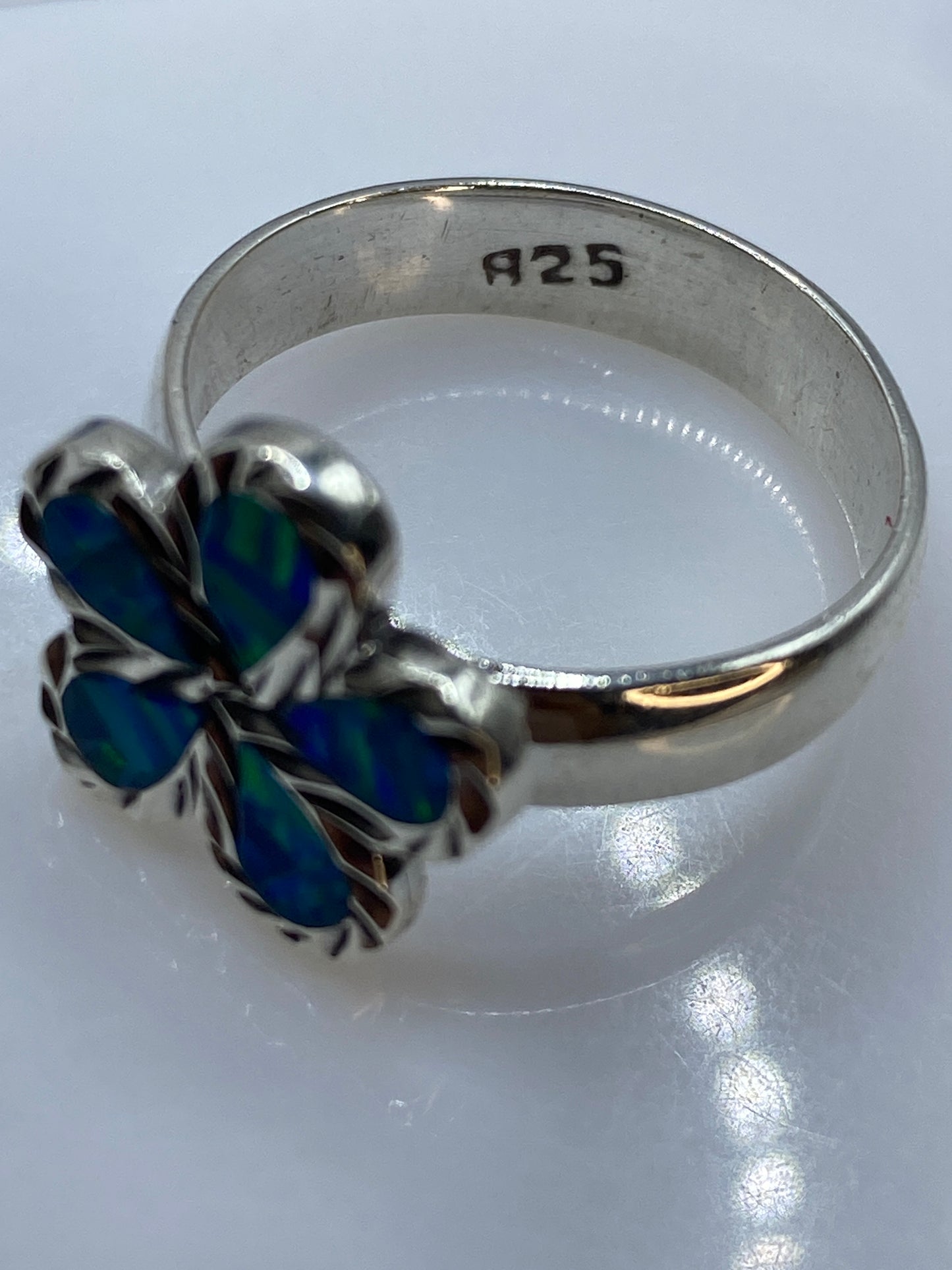 Anillo de Plata Ópalo Azul Fuego — Coctel Artesanal — foto 5