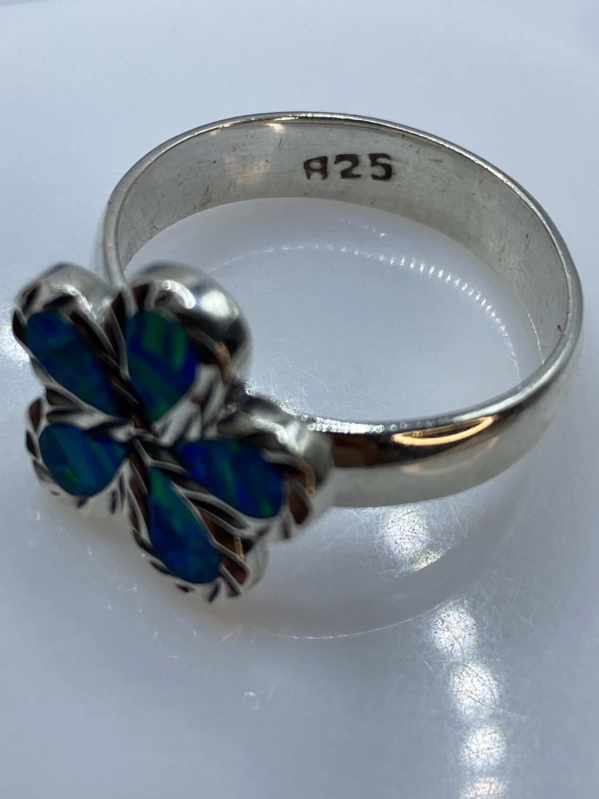 Anillo de Plata Ópalo Azul Fuego — Coctel Artesanal — foto 5