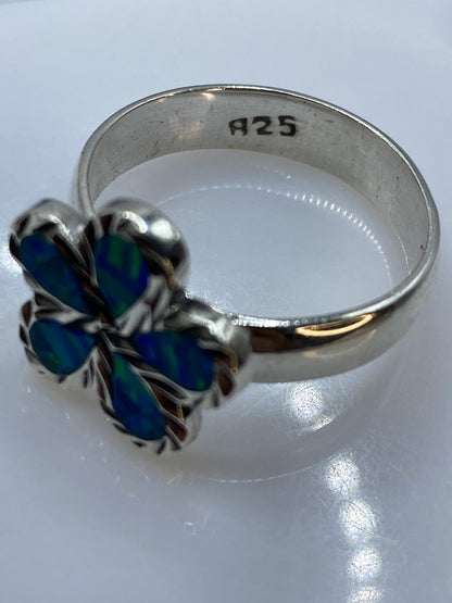 Anillo de Plata Ópalo Azul Fuego — Coctel Artesanal — foto 5