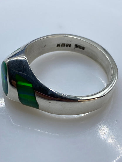 Anillo Plata .950 Ópalo de Fuego Verde Limón — Unisex — foto 5