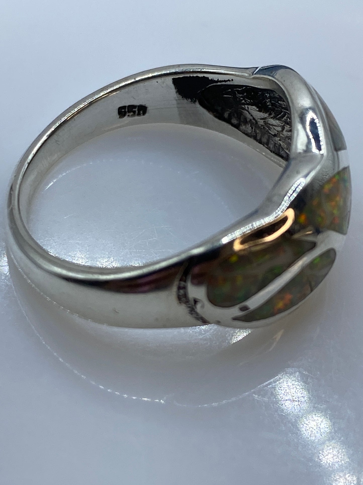 Anillo Plata .950 Ópalo de Fuego — Coctel Voluminoso — foto 5