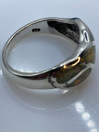 Anillo Plata .950 Ópalo de Fuego — Coctel Voluminoso — foto 5