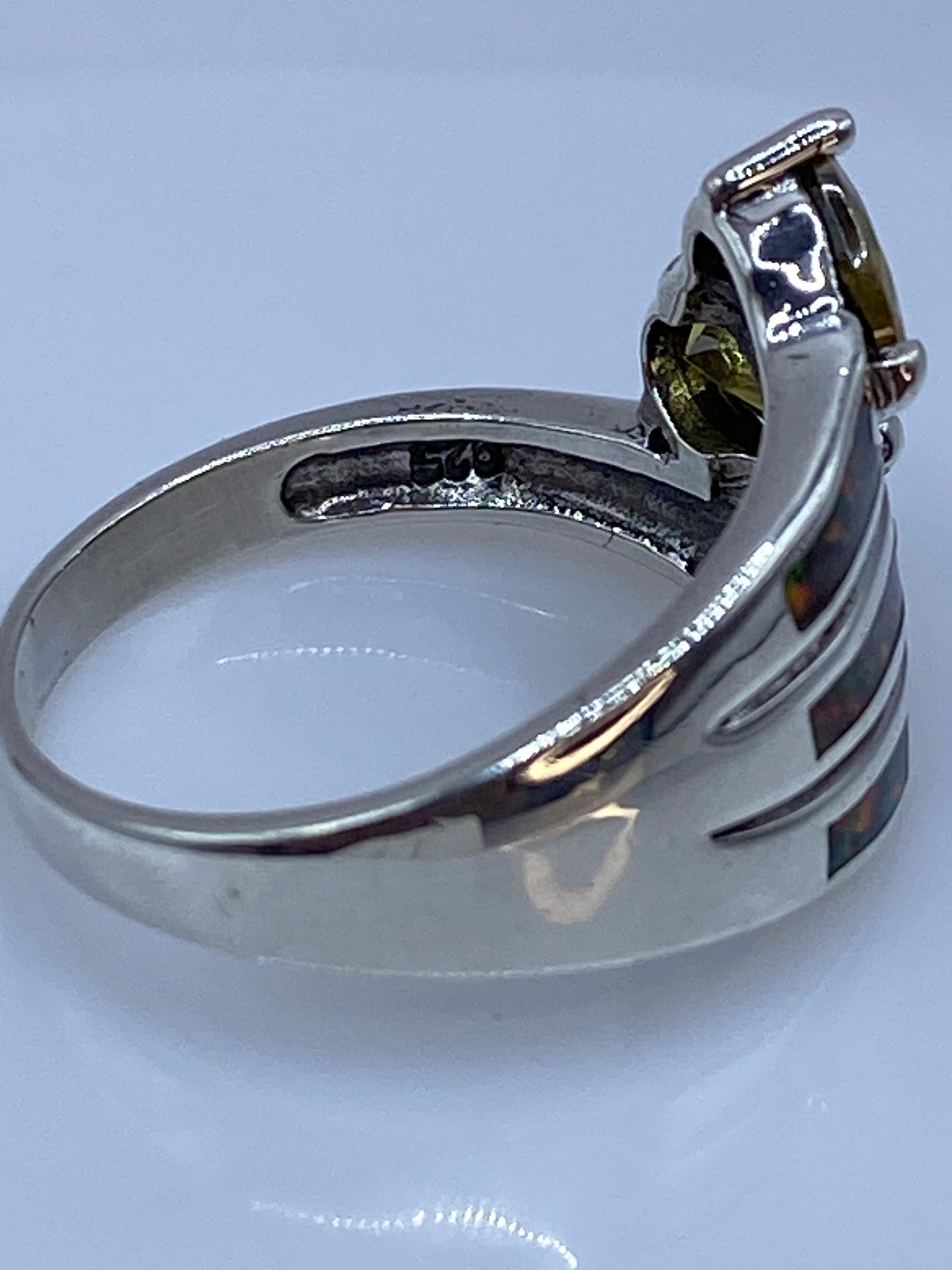 Anillo Plata Ópalo de Fuego Multicolor — Coctel Artesanal — foto 5