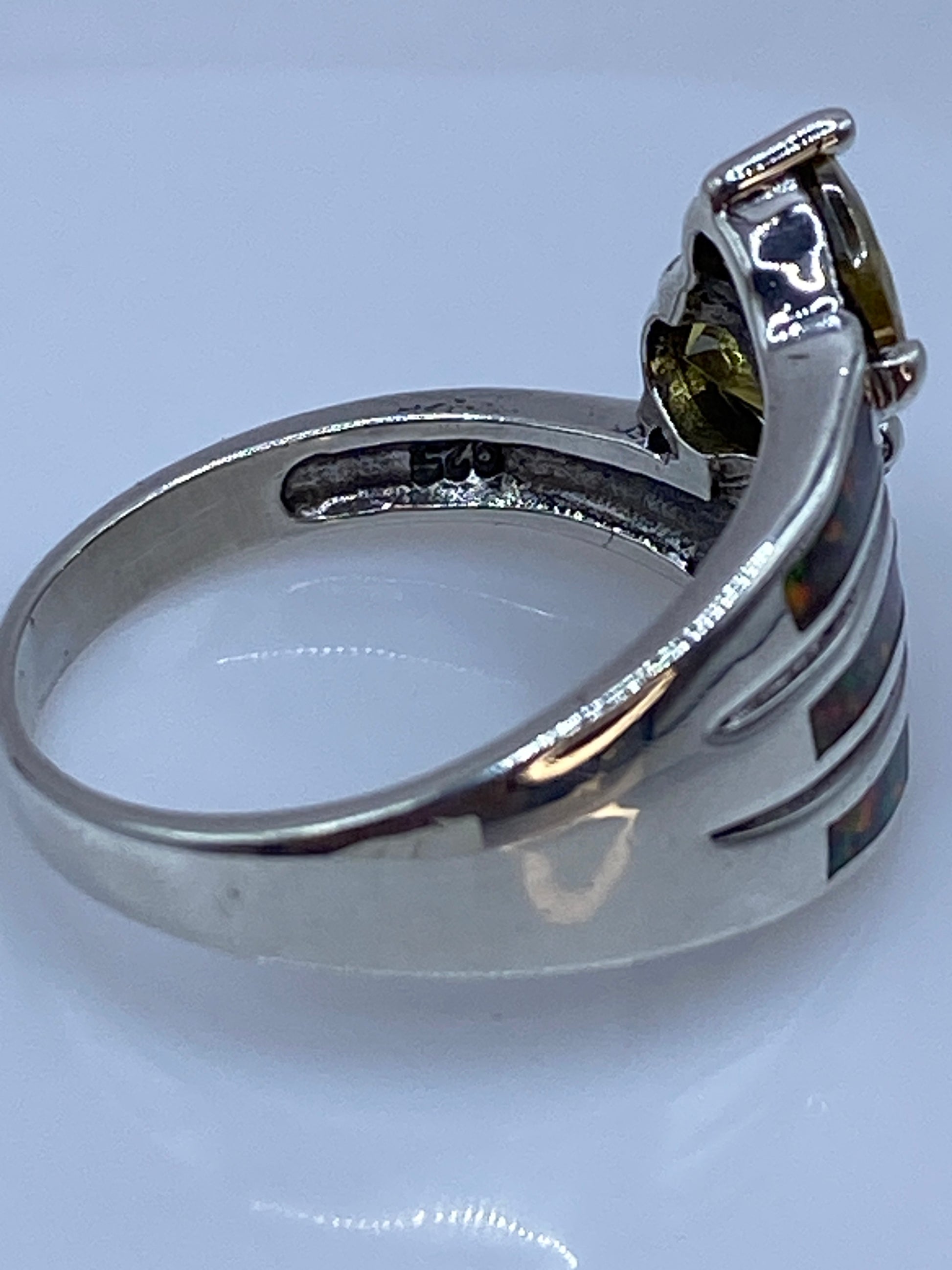 Anillo Plata Ópalo de Fuego Multicolor — Coctel Artesanal — foto 5
