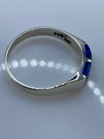 Anillo de Plata Ópalo de Fuego Azul — Solitario Minimalista — foto 5