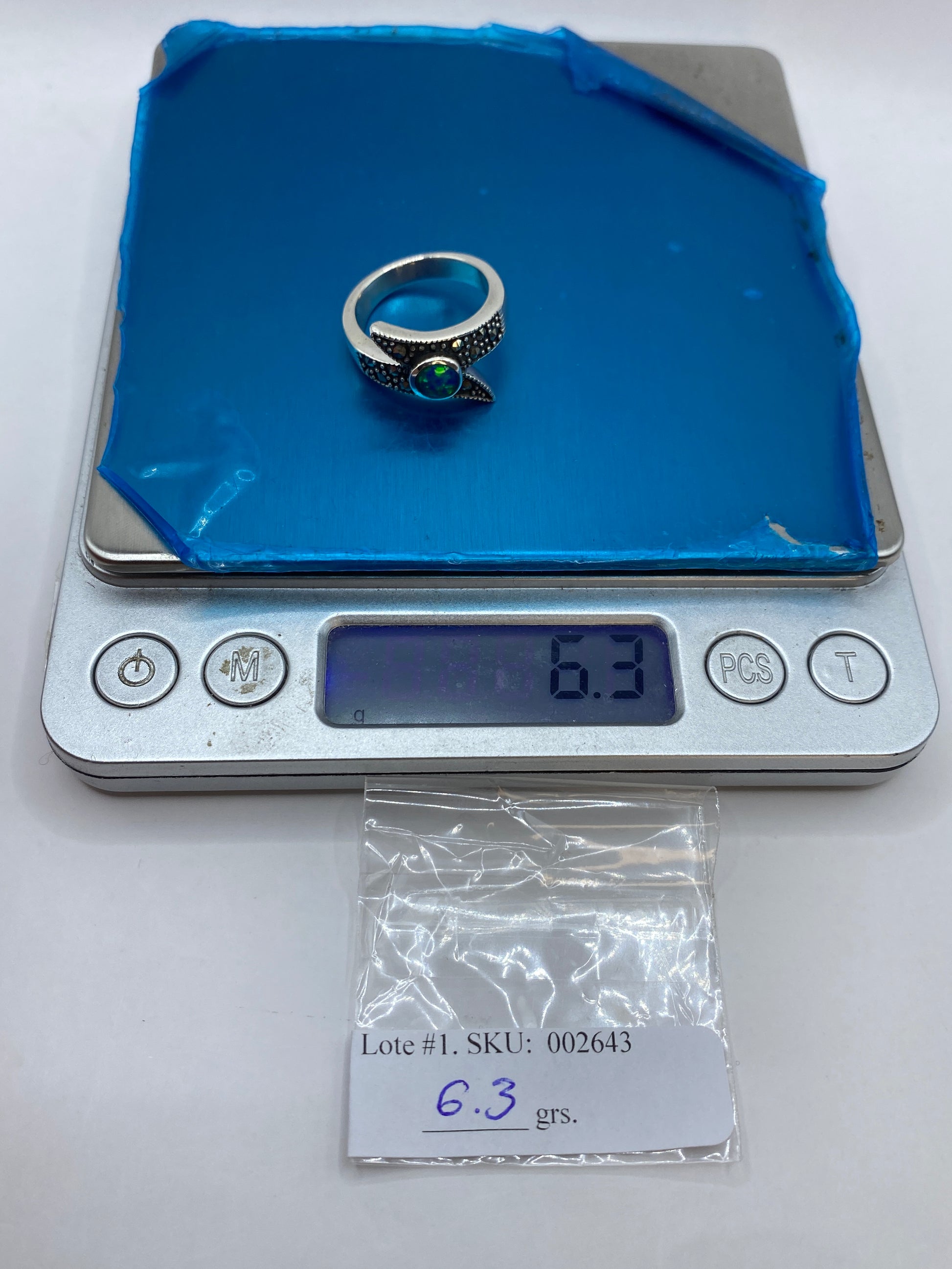 Anillo de Plata Ópalo de Fuego Azul — Diseño Étnico Taxco — foto 6