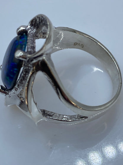Anillo de Plata Ópalo de Fuego Azul — Solitario Escultural Taxco — foto 5