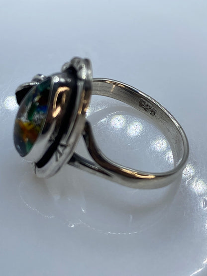 Anillo de Plata Solitario Piedra Multicolor — Diseño Artesanal Taxco — foto 5