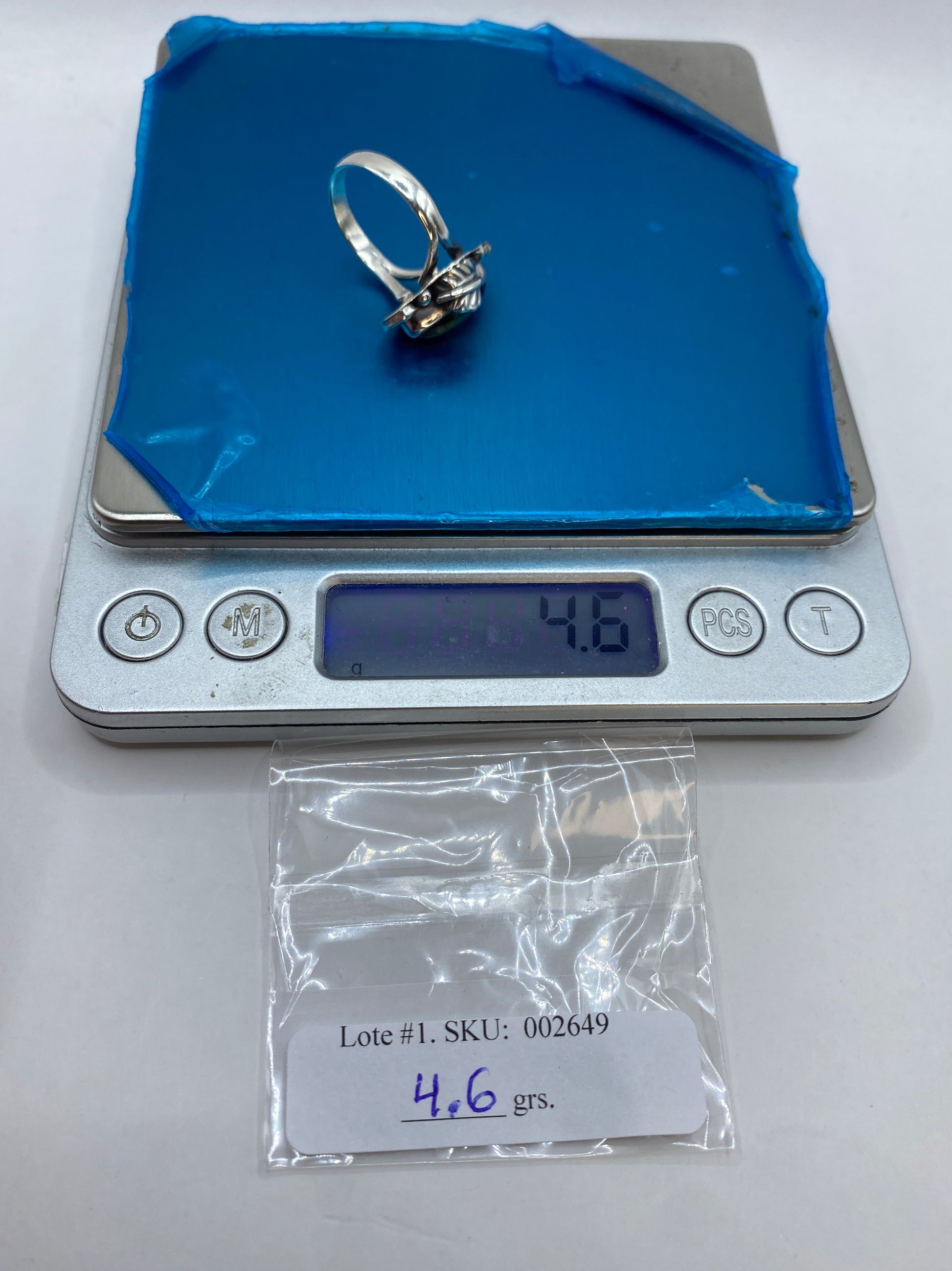 Anillo de Plata Solitario Piedra Multicolor — Diseño Artesanal Taxco — foto 6