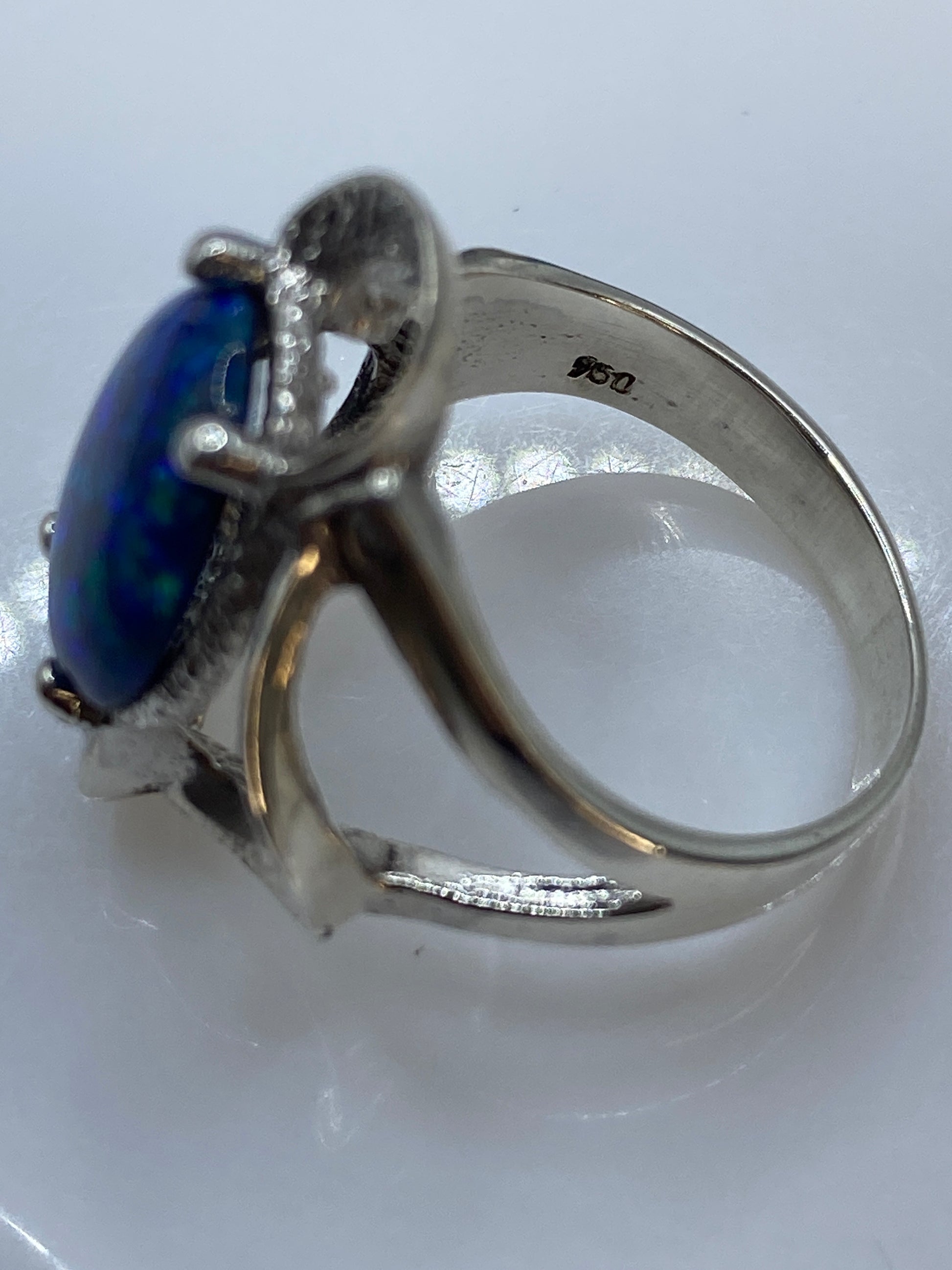 Anillo de Plata Ópalo de Fuego Azul — Diseño Artesanal Taxco — foto 5