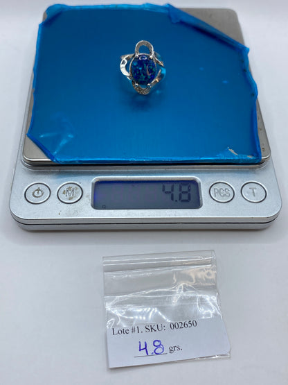 Anillo de Plata Ópalo de Fuego Azul — Diseño Artesanal Taxco — foto 6