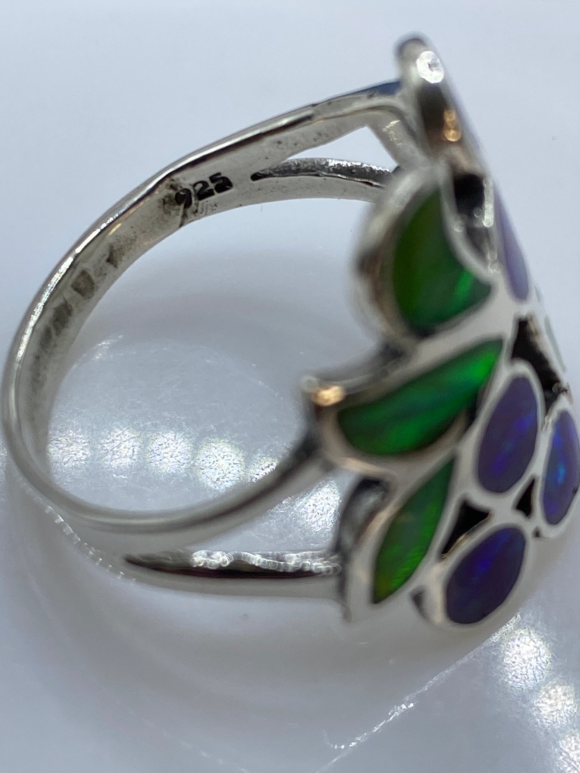 Anillo de Plata Ópalo de Fuego Morado — Floral Taxco — foto 5